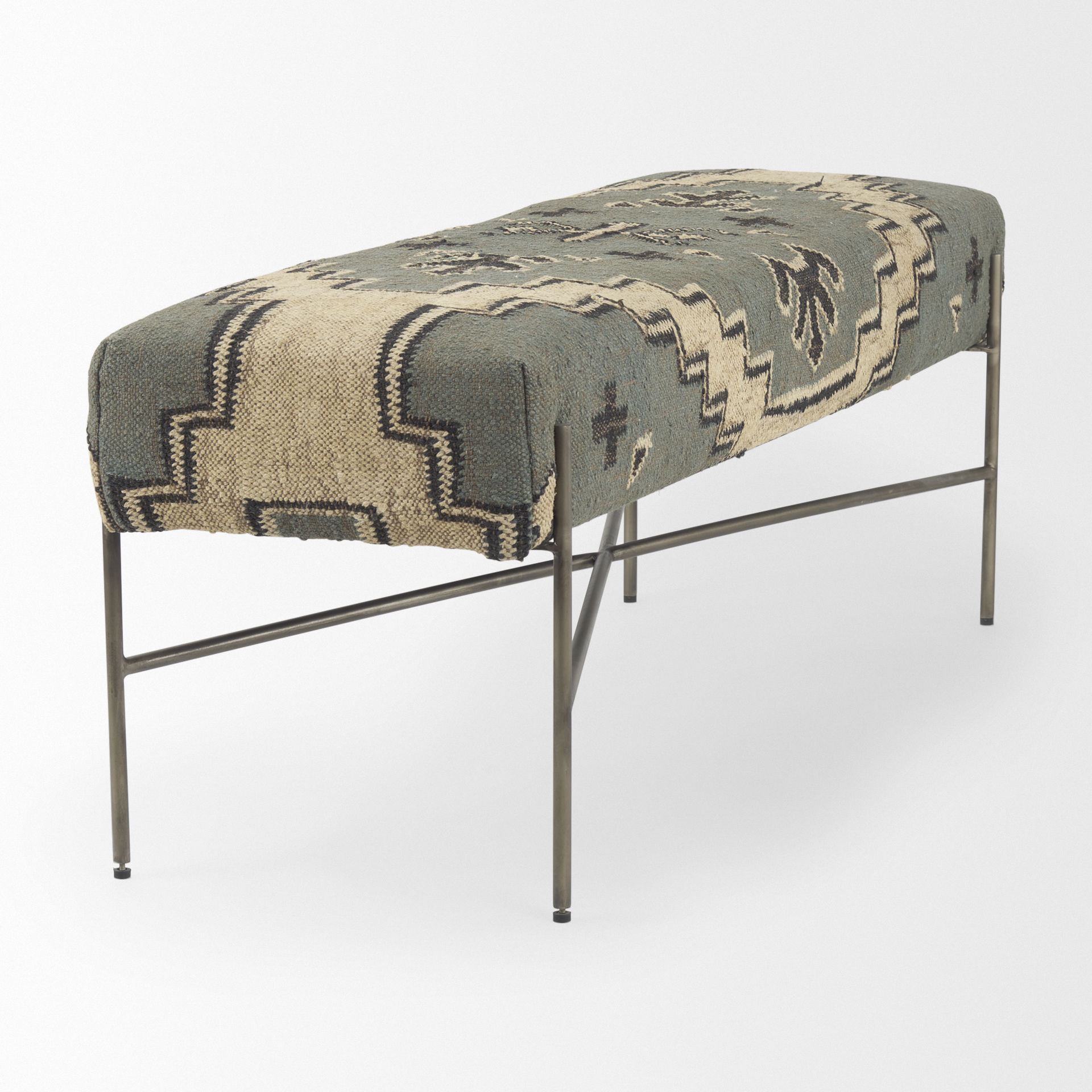 Avery I 55L x 17W Multi Colored Upholstered Patterned Seat Accent Bench