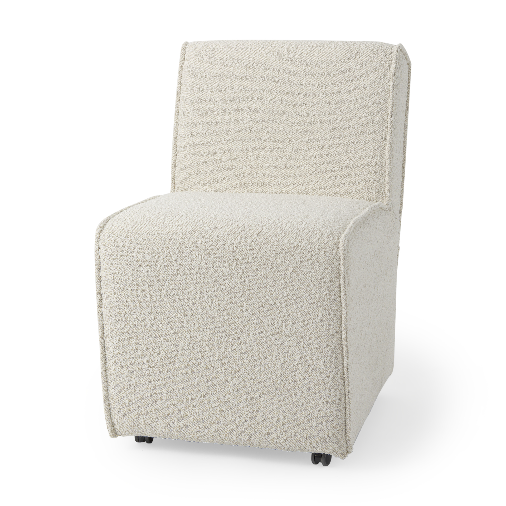 damon 20.5l x 27.2w x 31.3h fully upholstered cream-toned fabric dining chair on casters