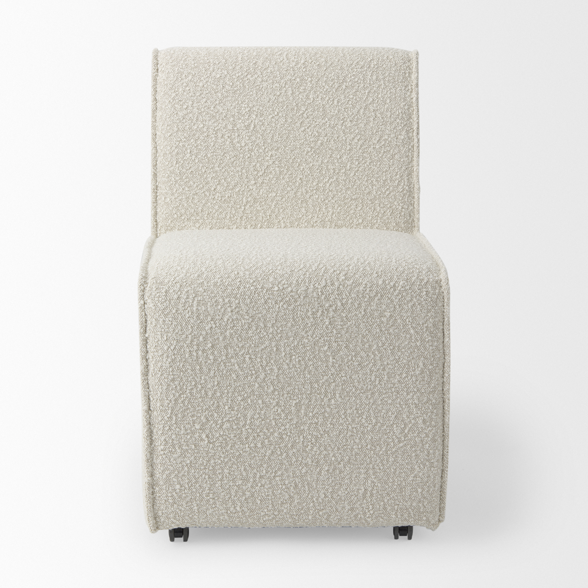 damon 20.5l x 27.2w x 31.3h fully upholstered cream-toned fabric dining chair on casters
