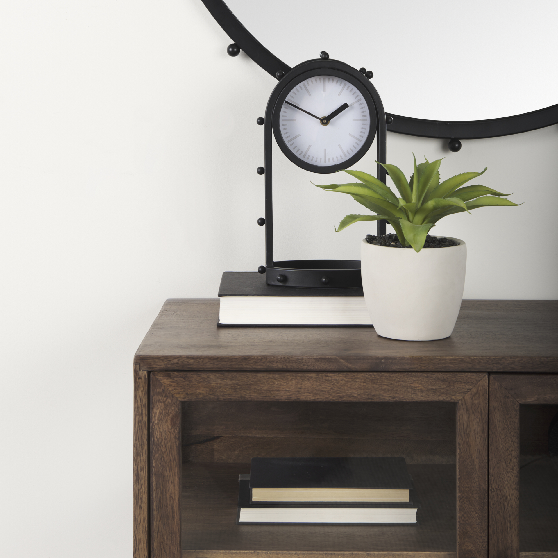 marian 7.5l x 5.7w x 13.0h black studded table clock