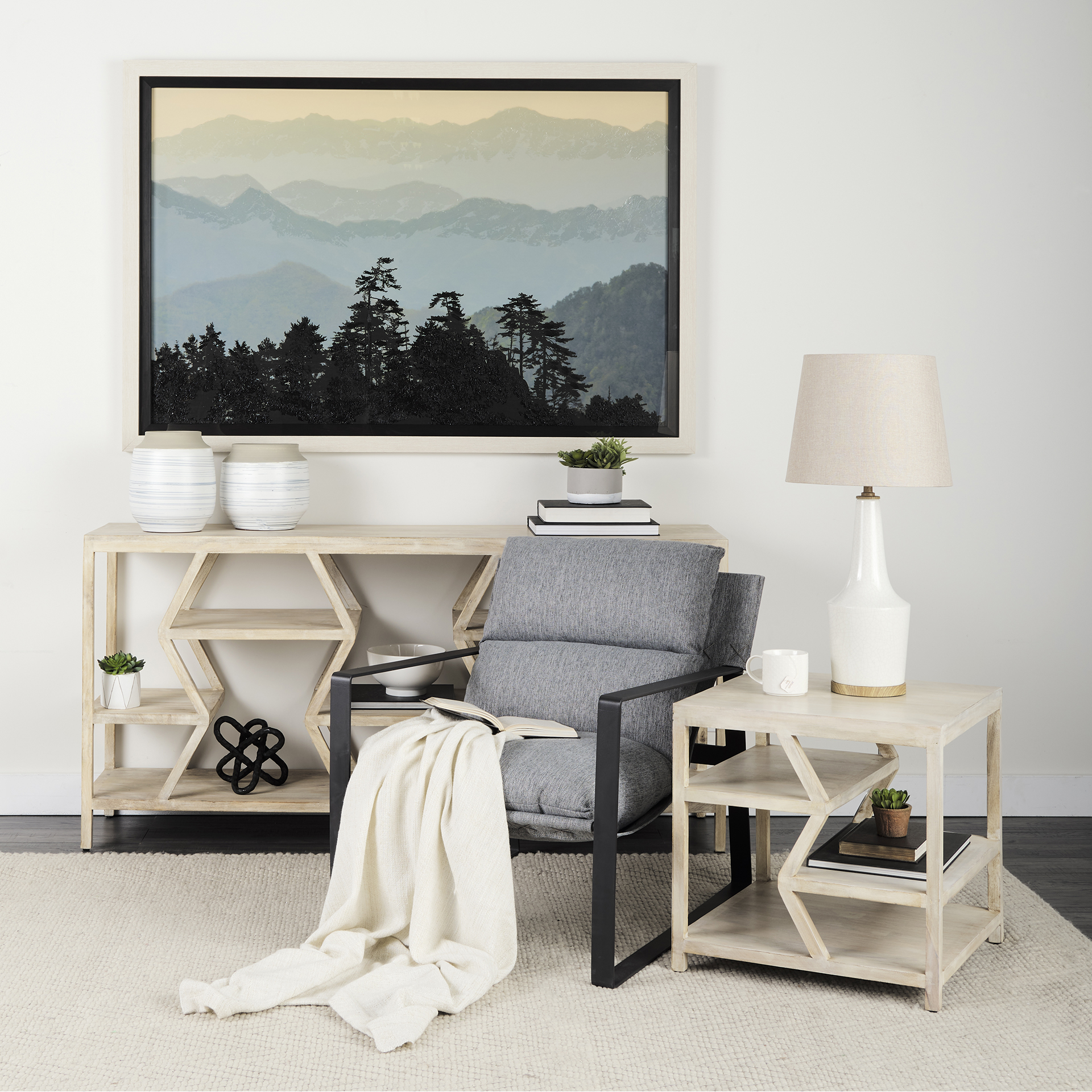 guilia castlerock gray with metal frame sling accent chair