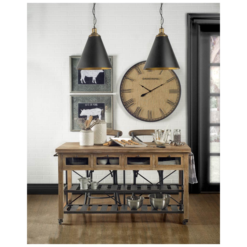 fenton 18.0l x 18.0w x 23.0h black w/antiqued gold accents pendant light