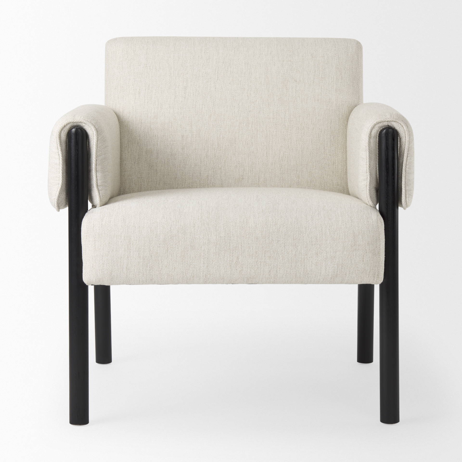 ashton beige twill fabric w/ black wood accent chair