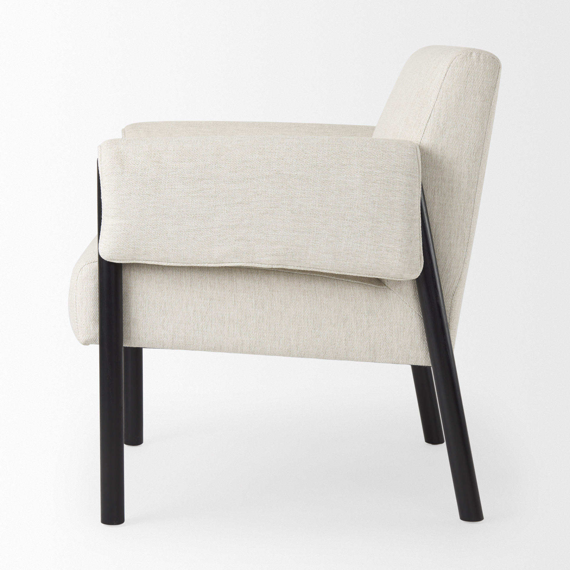 ashton beige twill fabric w/ black wood accent chair