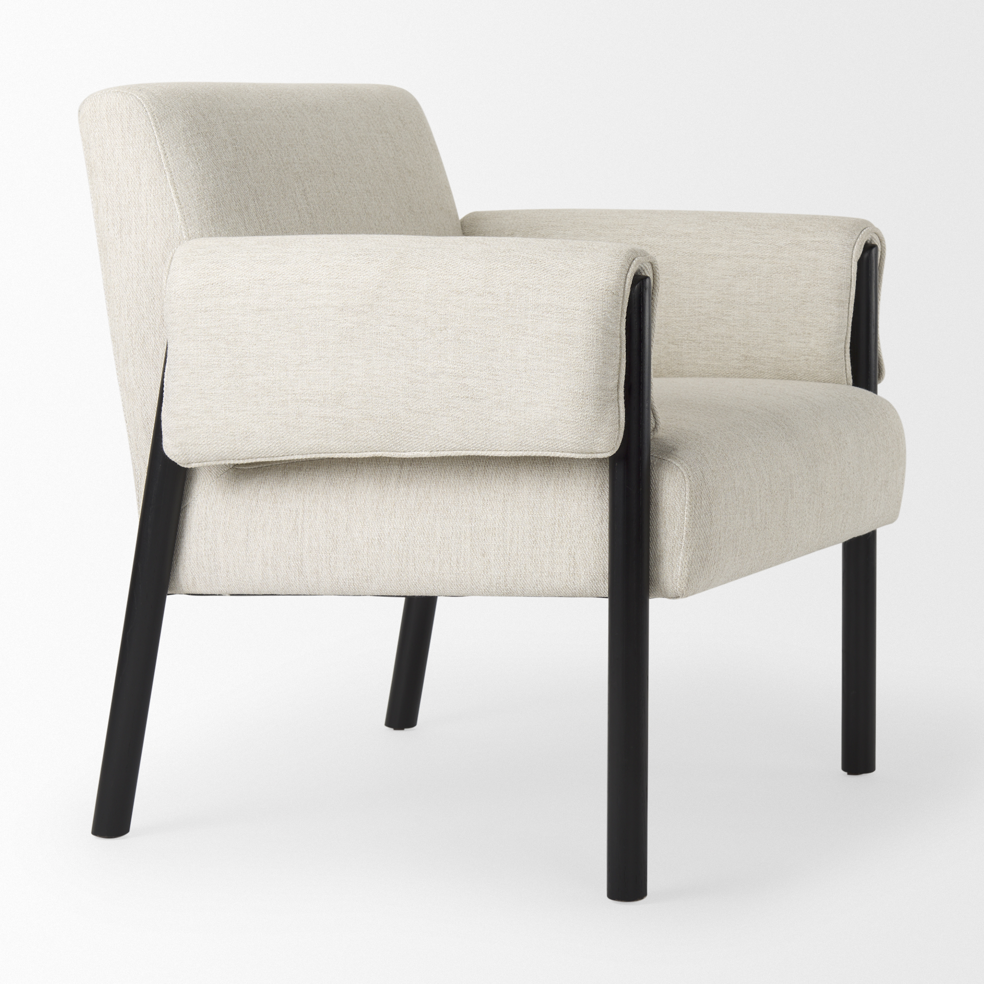 ashton beige twill fabric w/ black wood accent chair