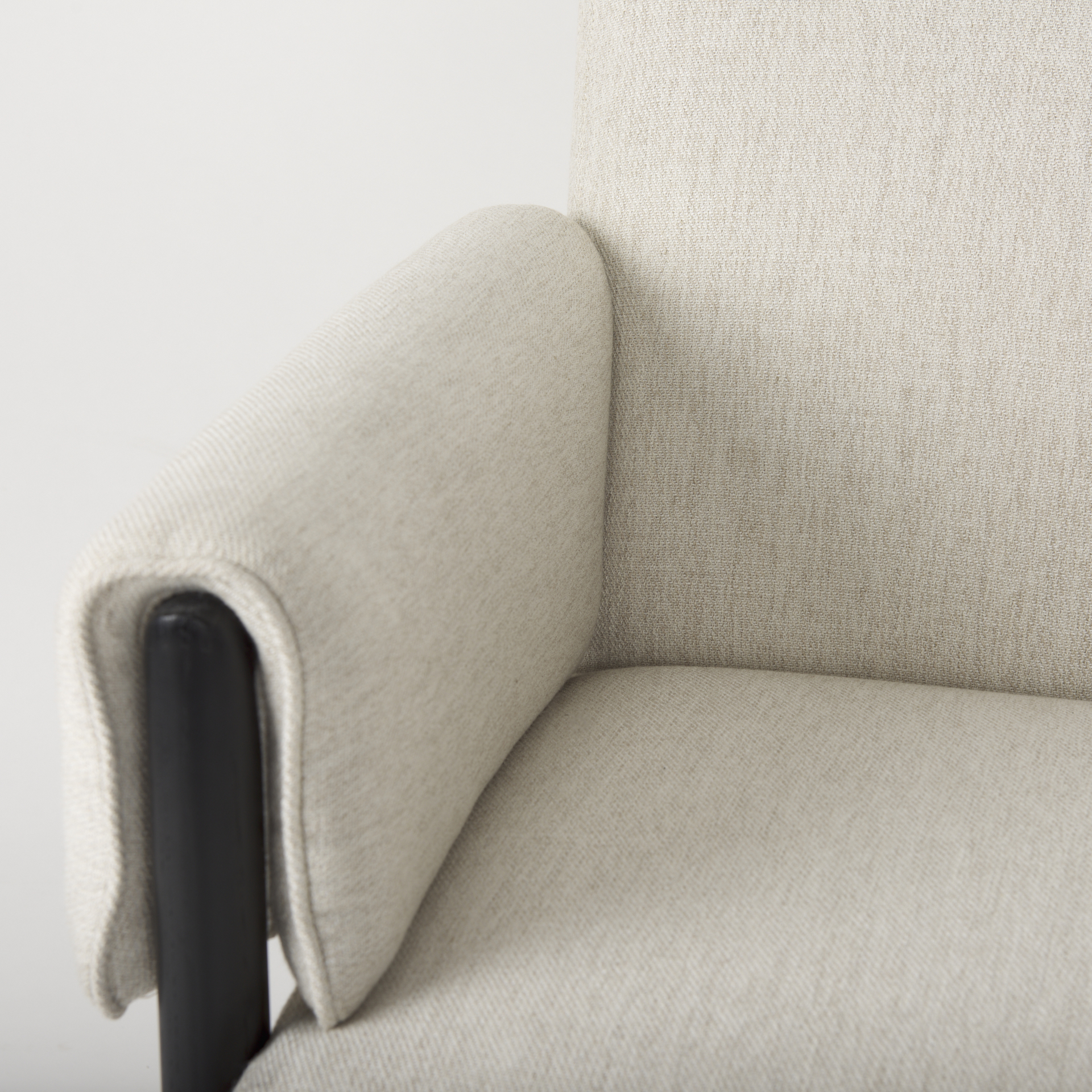 ashton beige twill fabric w/ black wood accent chair