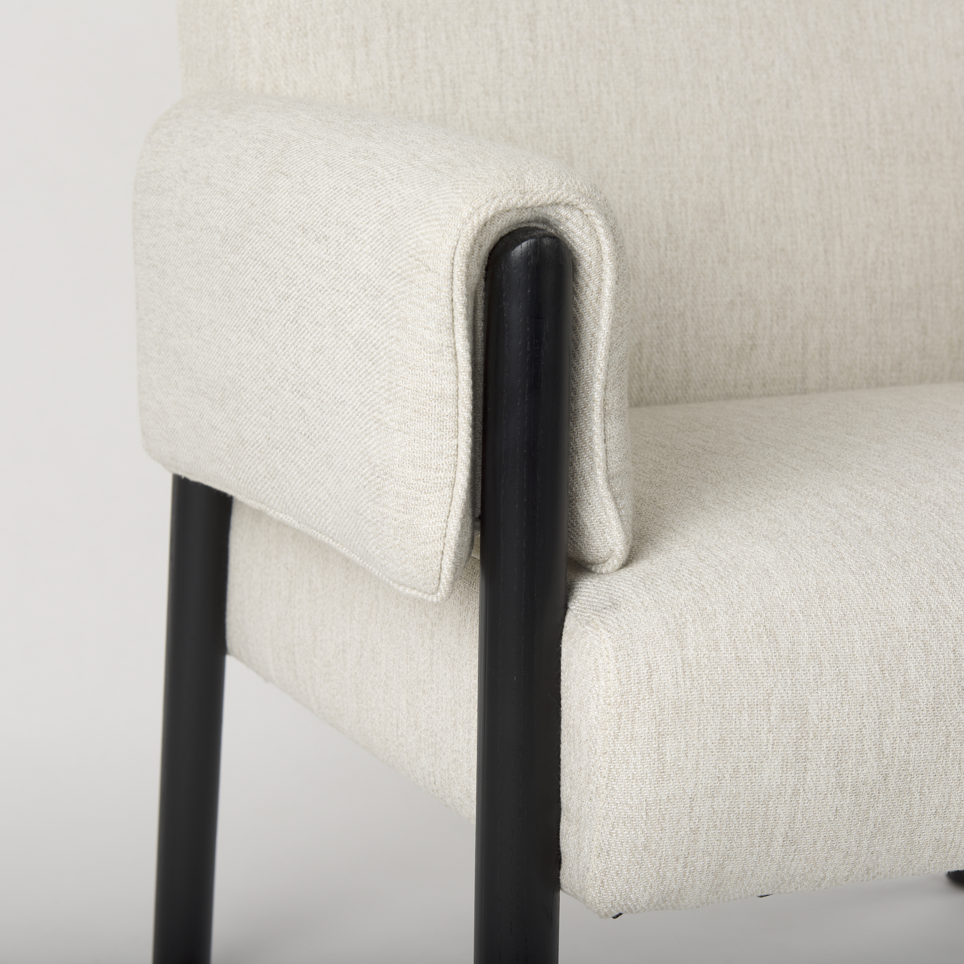 ashton beige twill fabric w/ black wood accent chair
