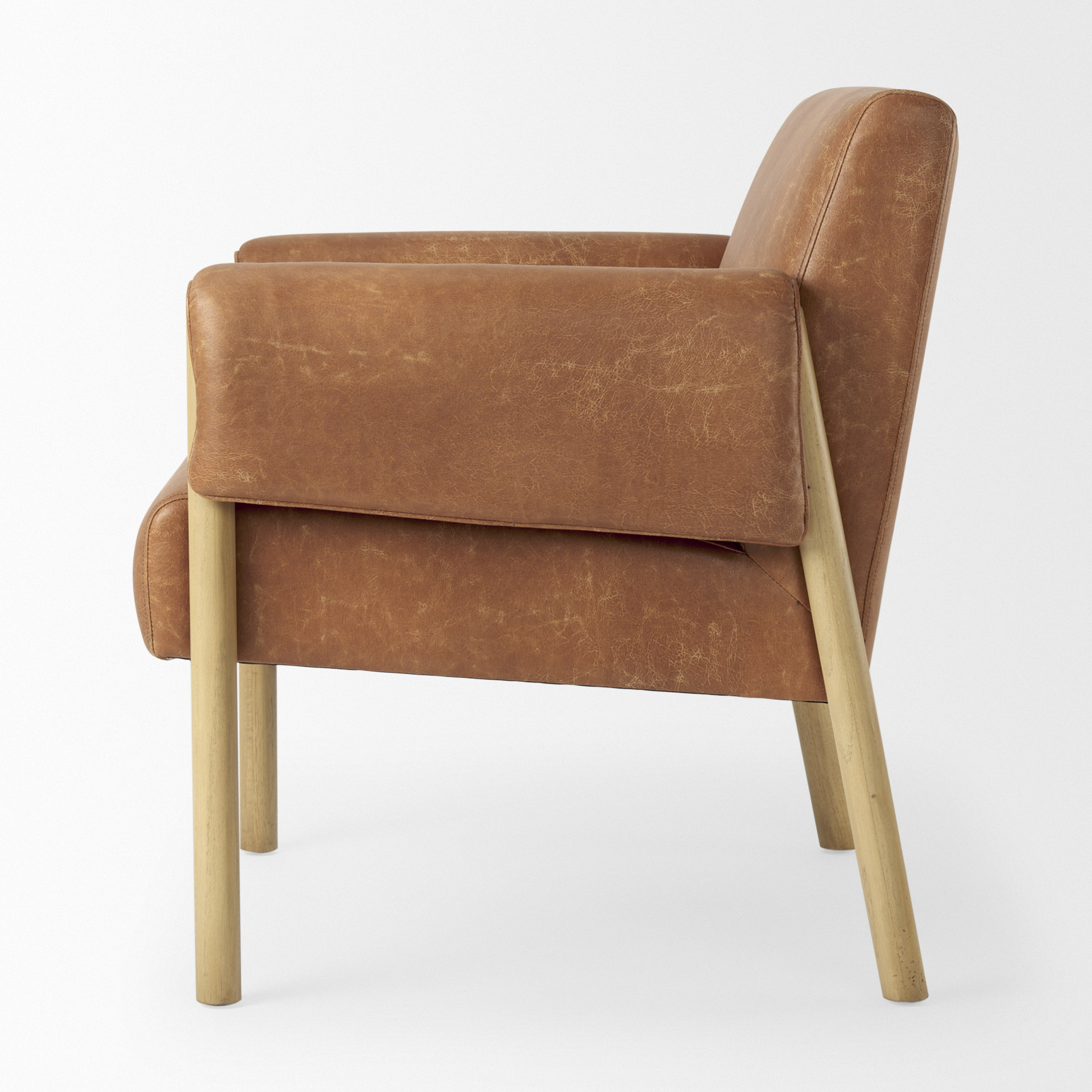 ashton brown faux leather w/ light wood accent chair