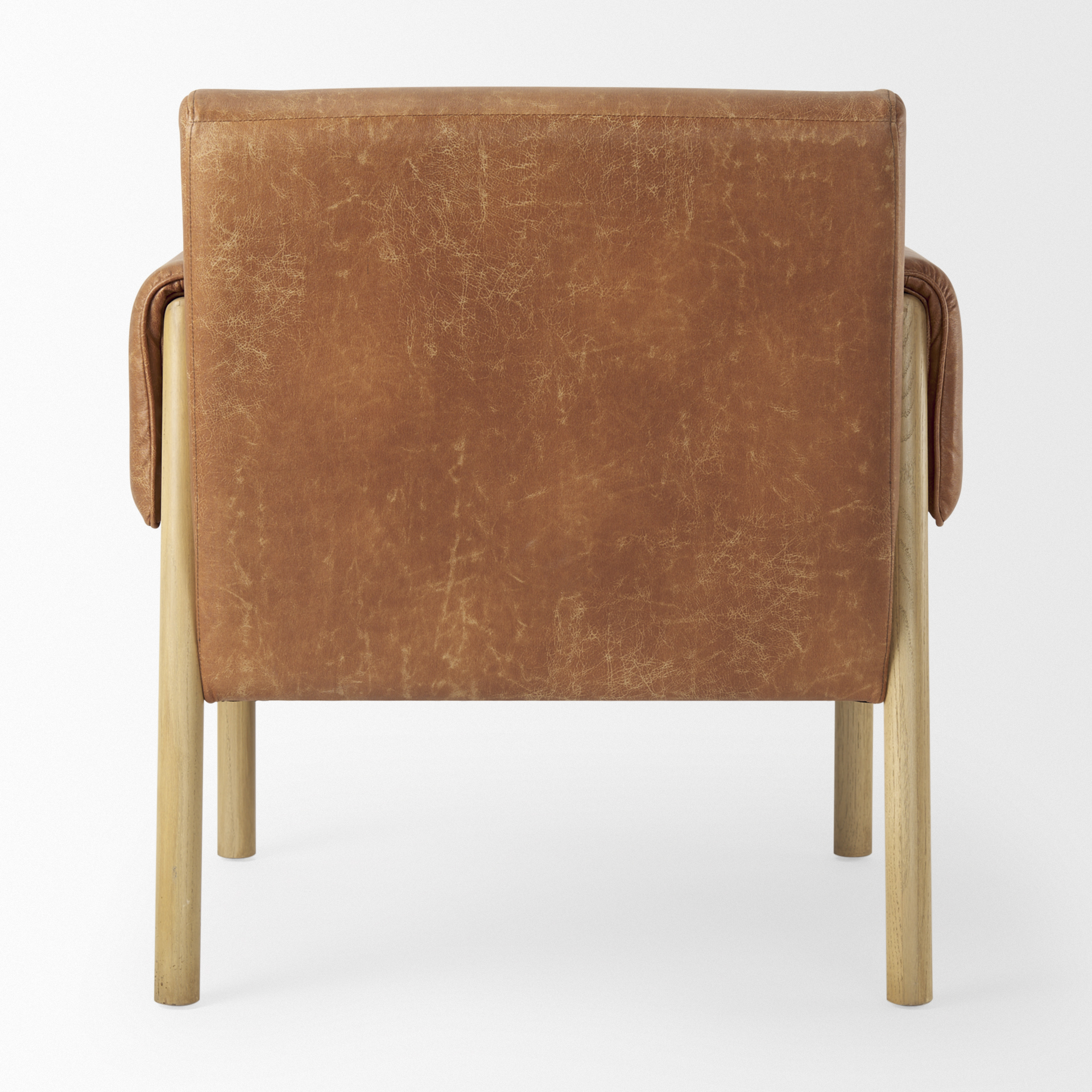ashton brown faux leather w/ light wood accent chair
