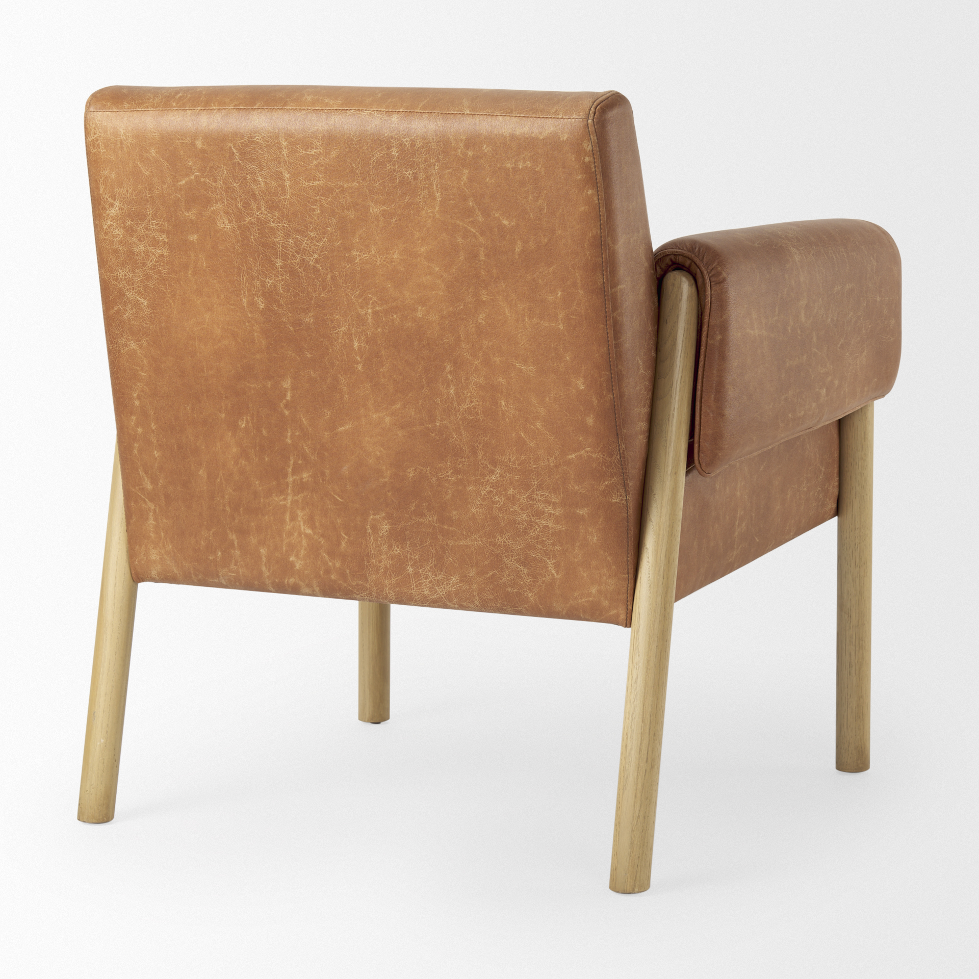 ashton brown faux leather w/ light wood accent chair