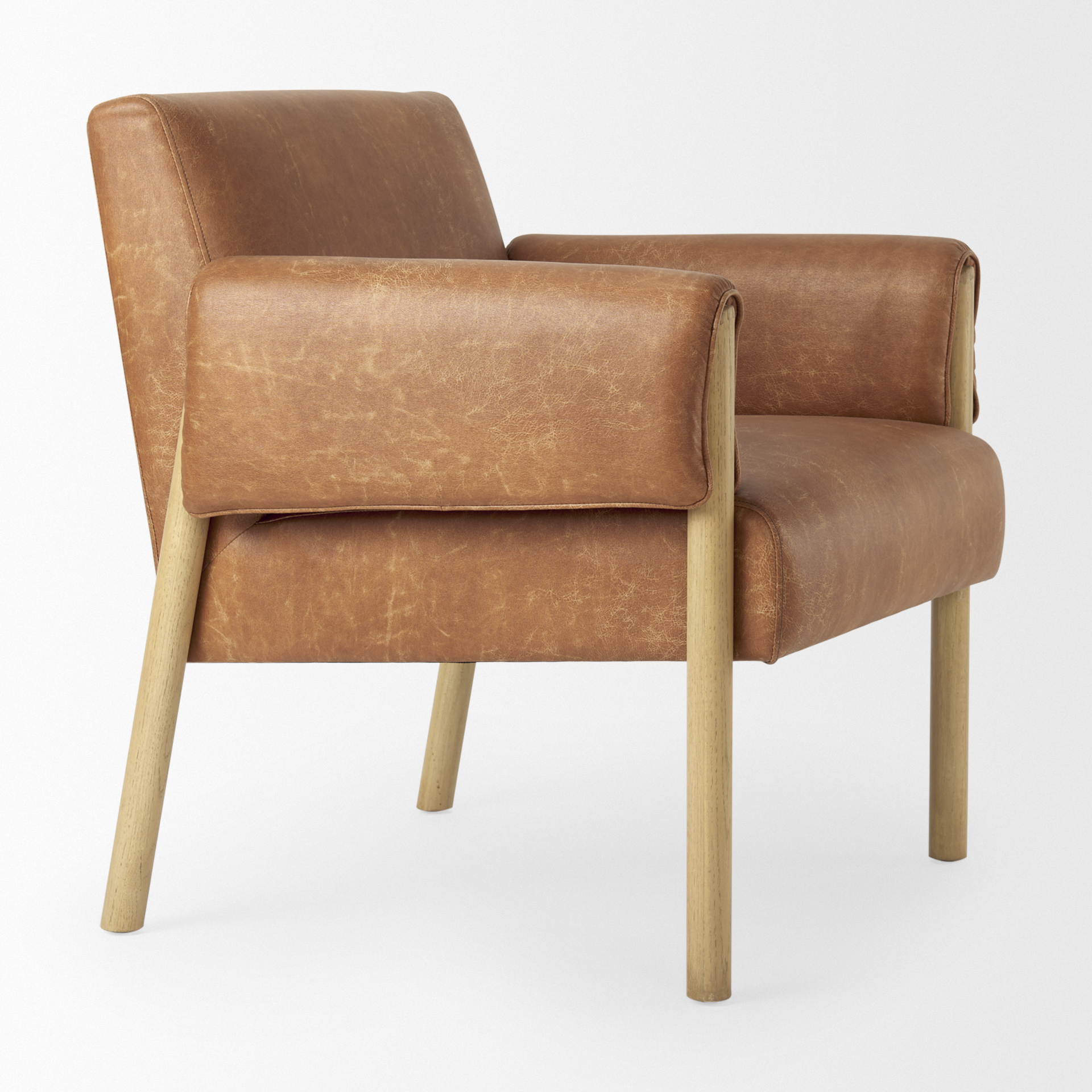 ashton brown faux leather w/ light wood accent chair