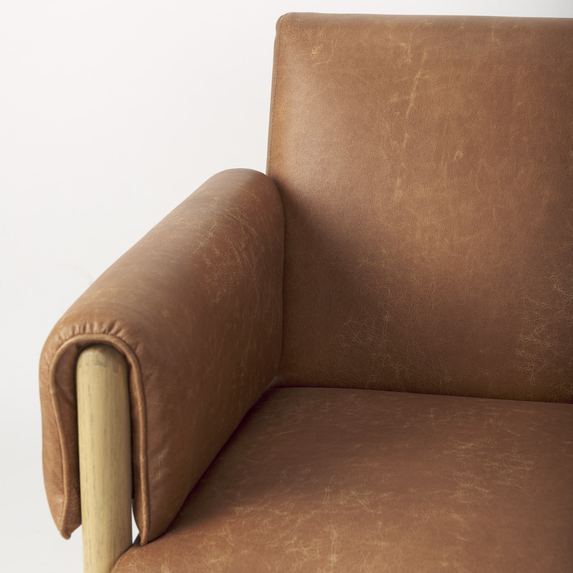 ashton brown faux leather w/ light wood accent chair