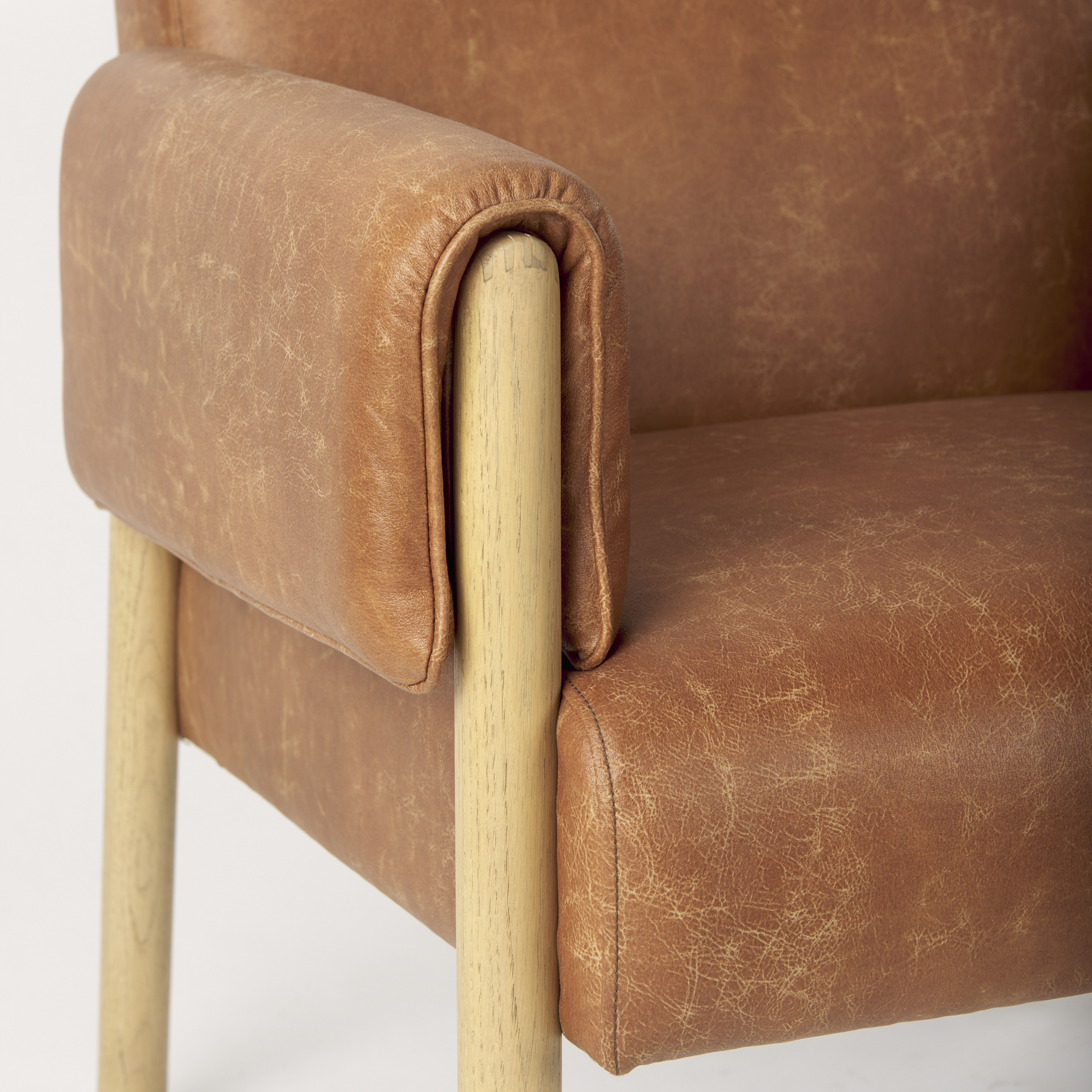 ashton brown faux leather w/ light wood accent chair