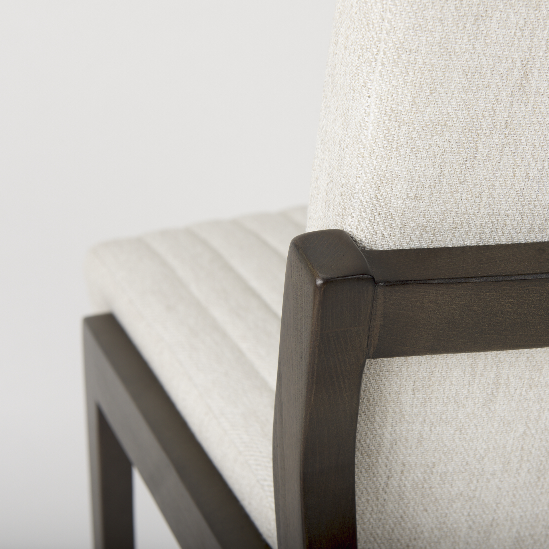 tahoe cream upholstered and black-brown wood armless dining chair