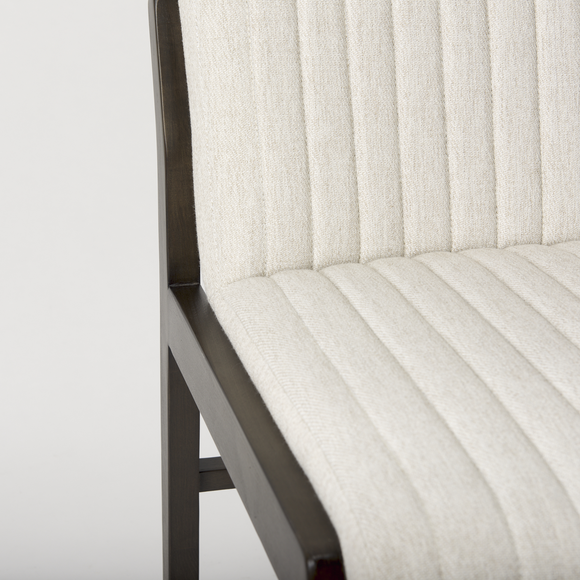 tahoe cream upholstered and black-brown wood armless dining chair