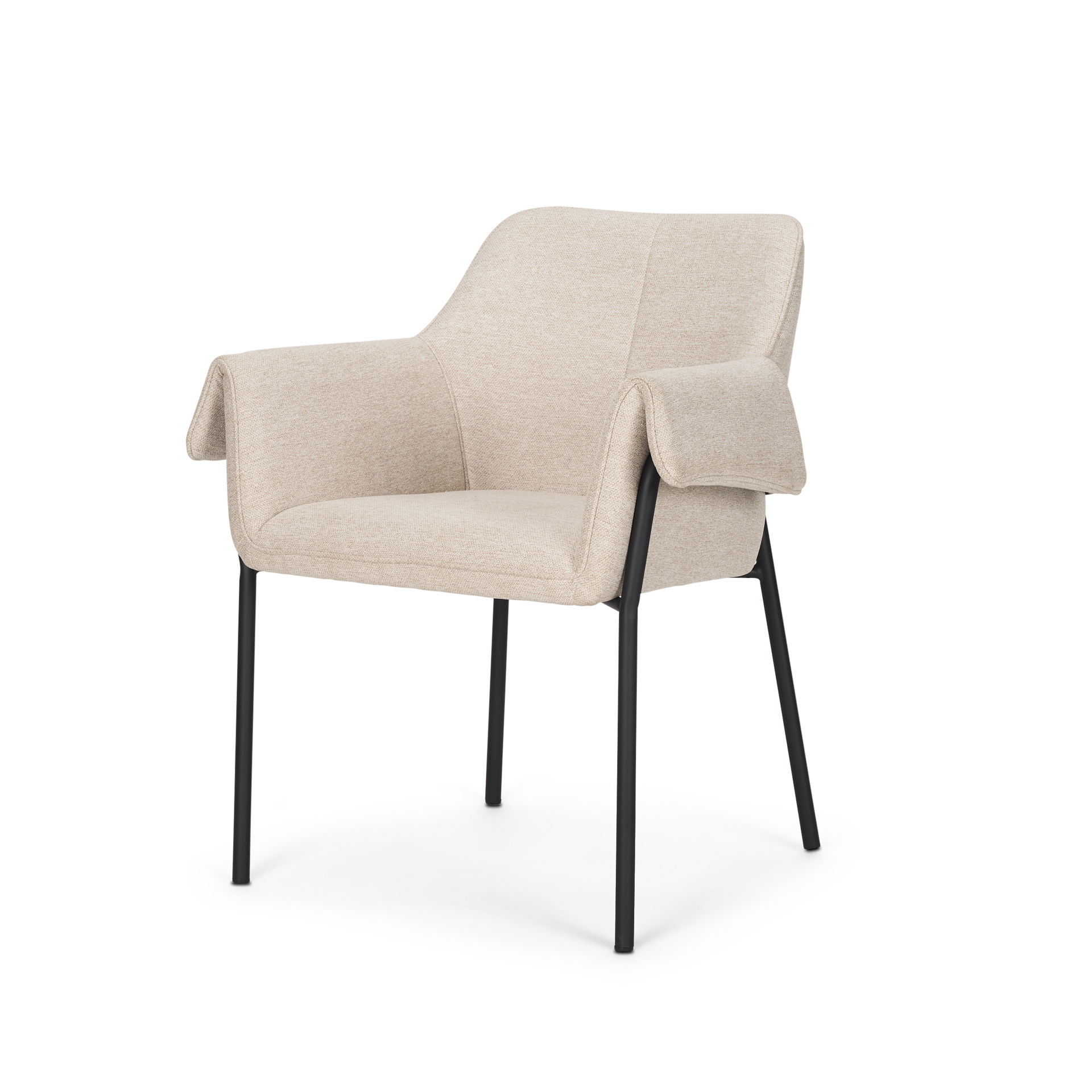 brently dining chair w/ oatmeal fabric & matte black metal legs