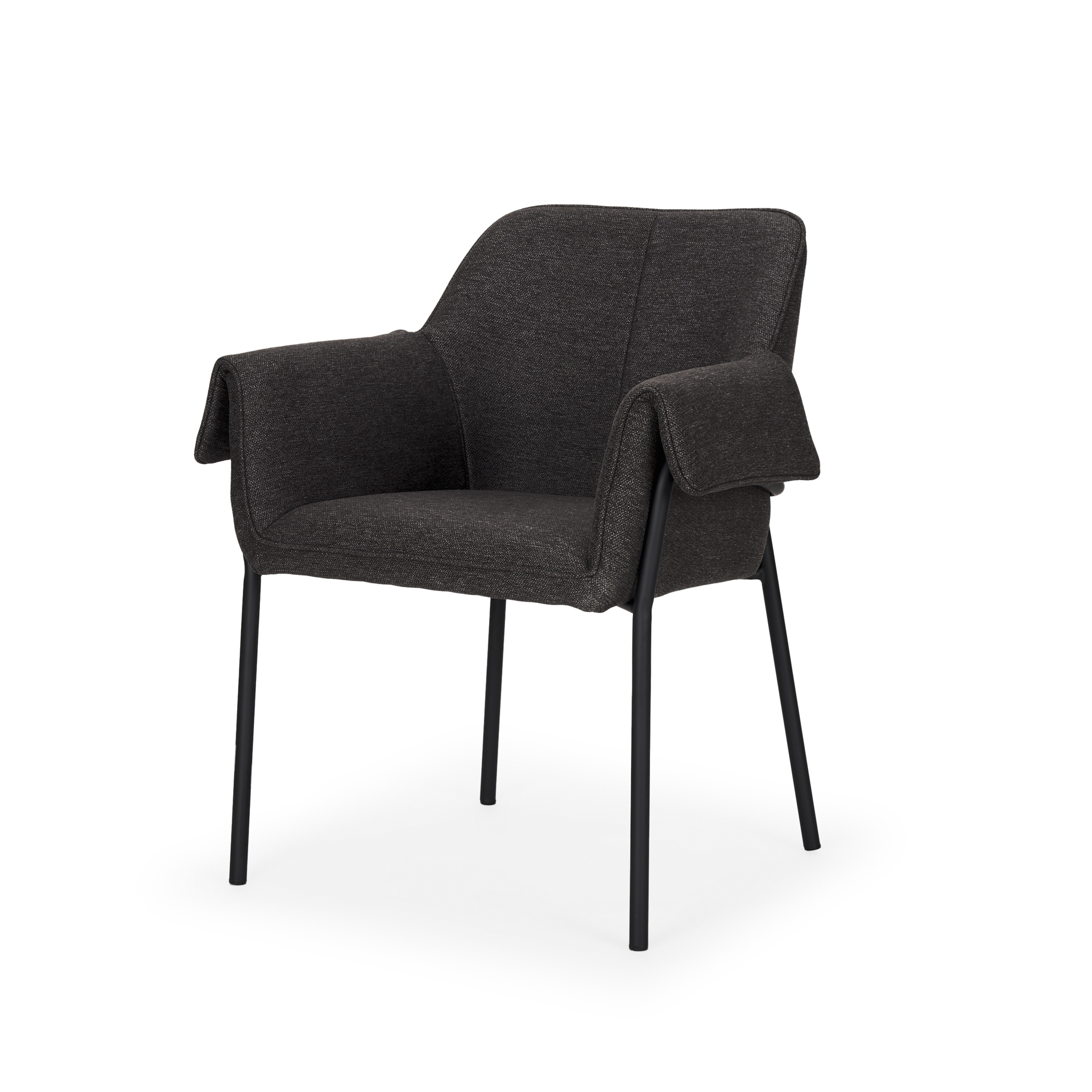 brently dining chair w/ gray fabric & matte black metal legs