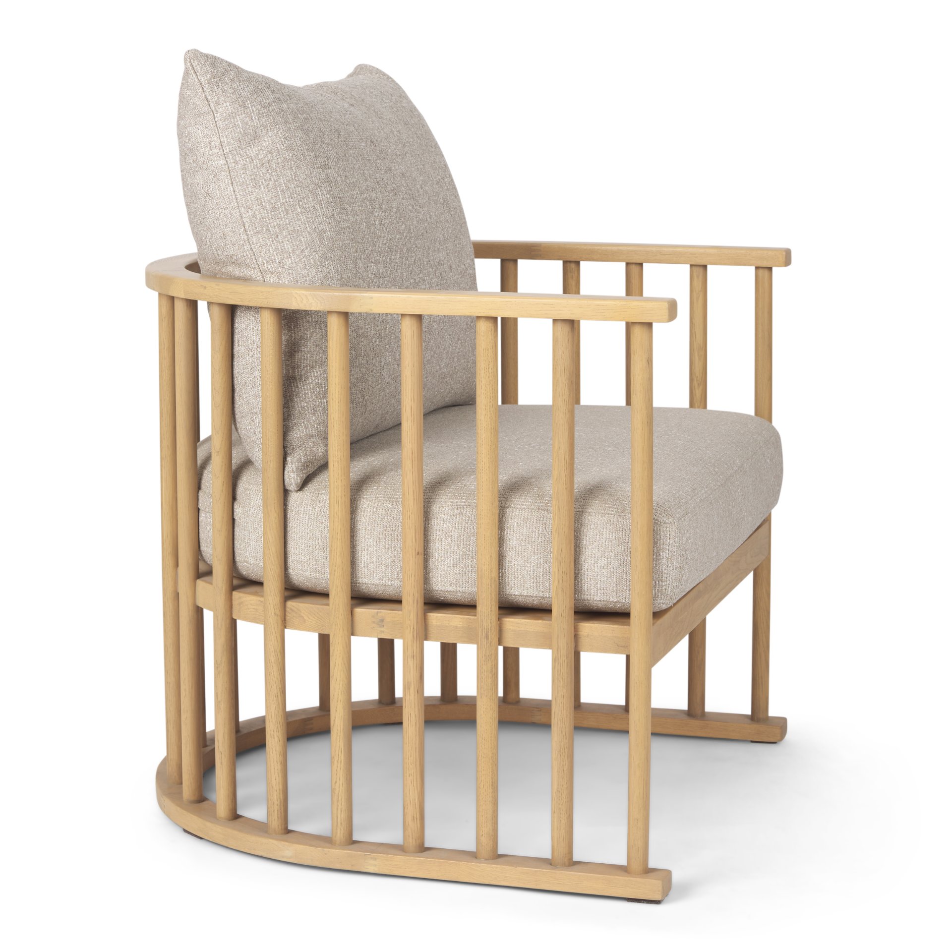 kopari beige fabric w/light brown wood accent chair