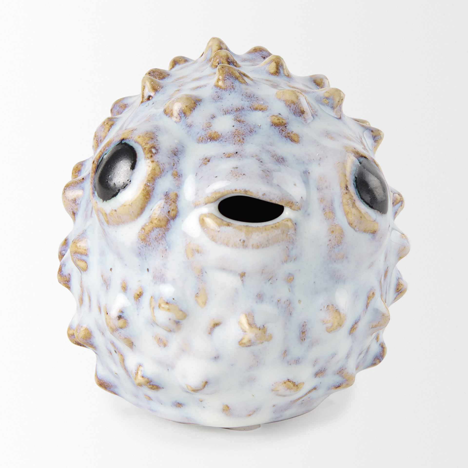 spike i (small) 8l x 4w off-white ceramic puffer fish