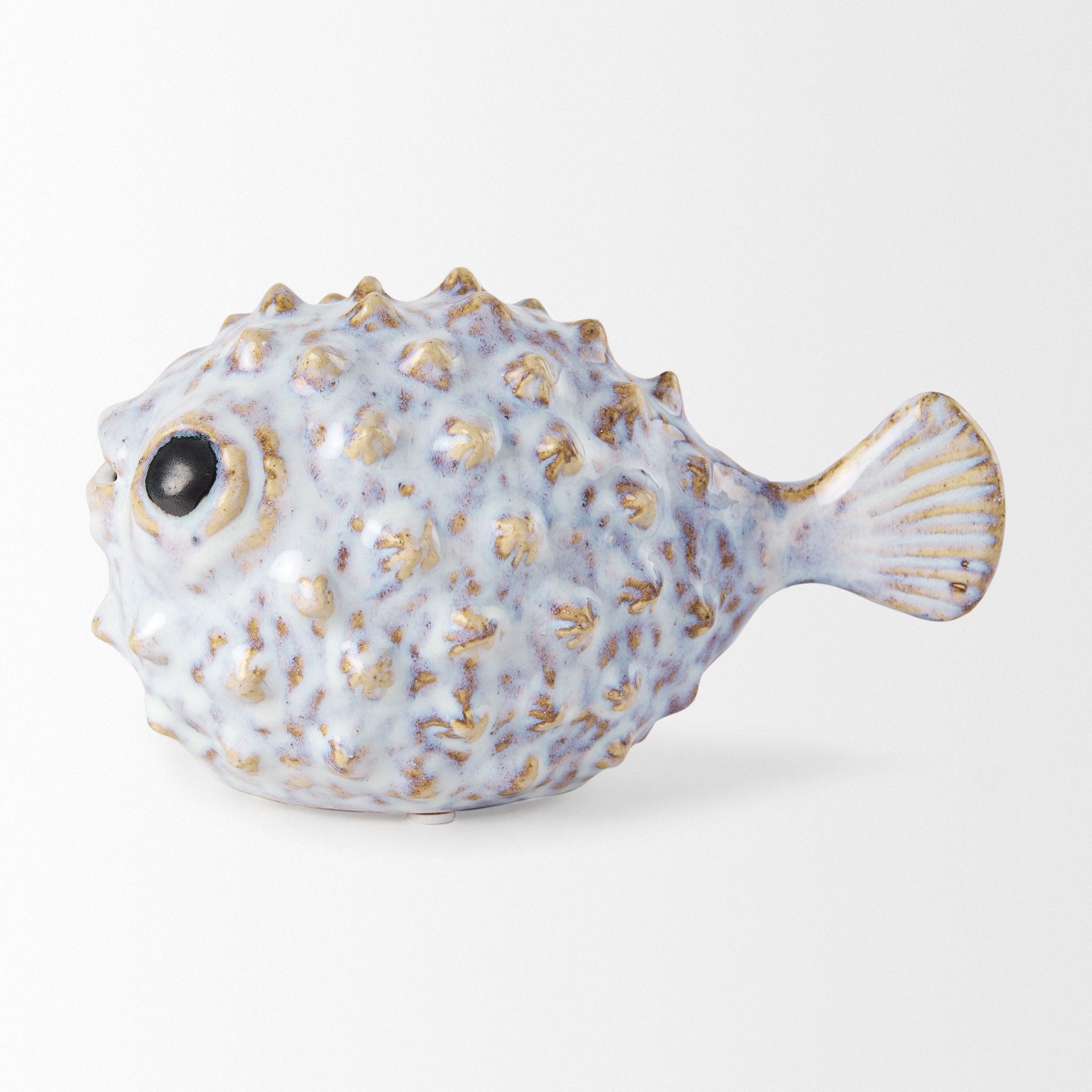 spike i (small) 8l x 4w off-white ceramic puffer fish