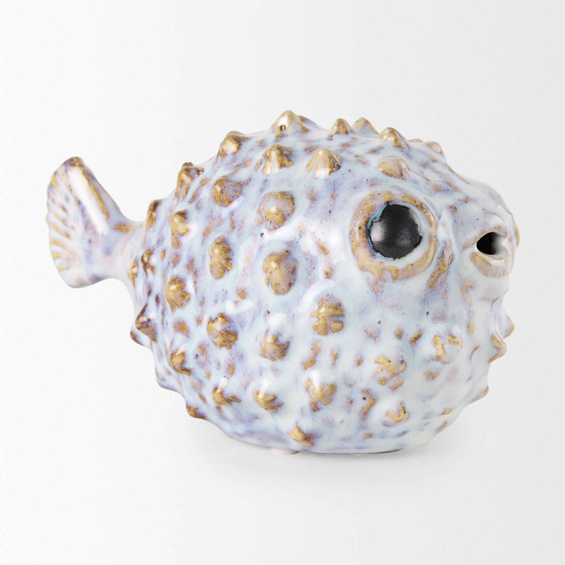spike i (small) 8l x 4w off-white ceramic puffer fish