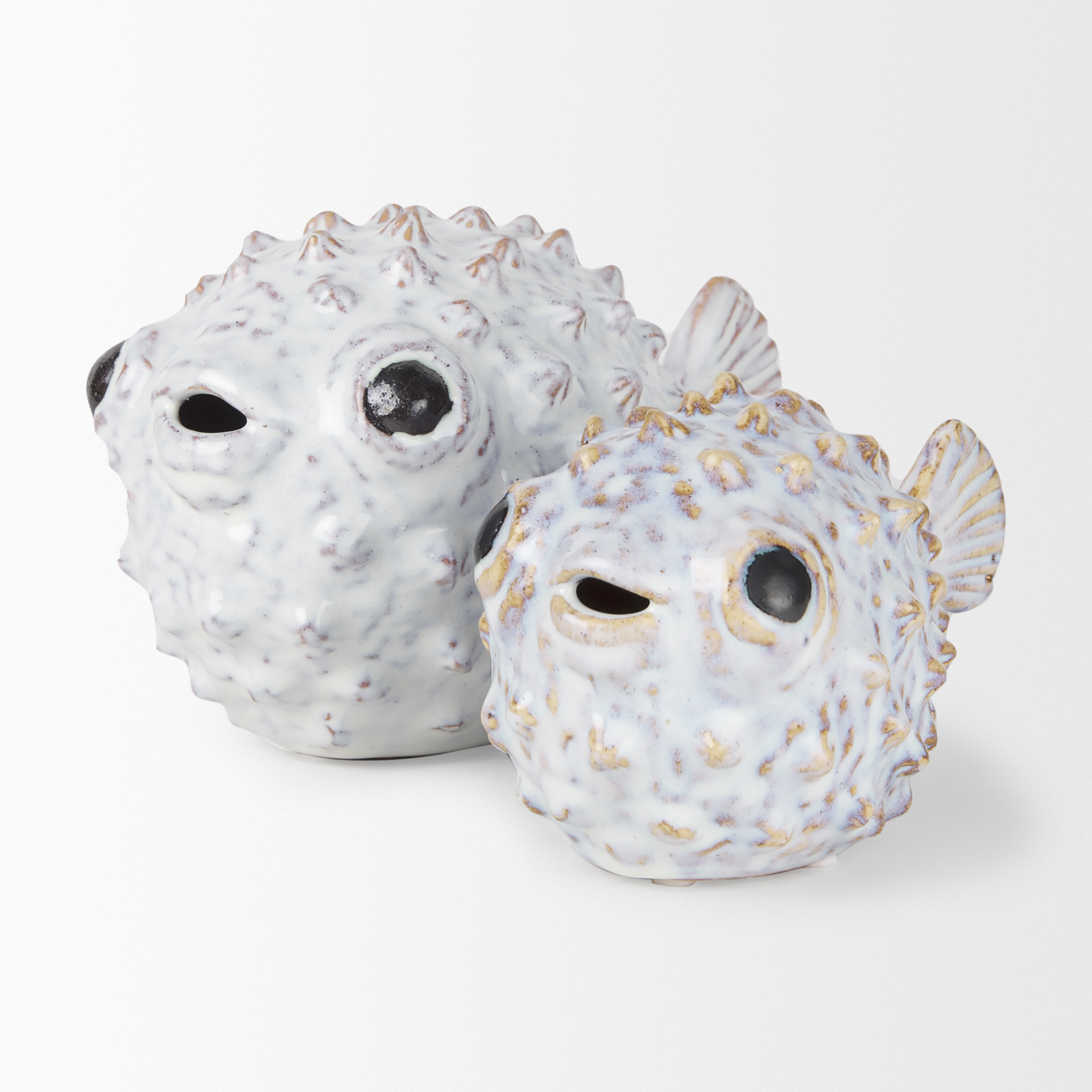 spike i (small) 8l x 4w off-white ceramic puffer fish