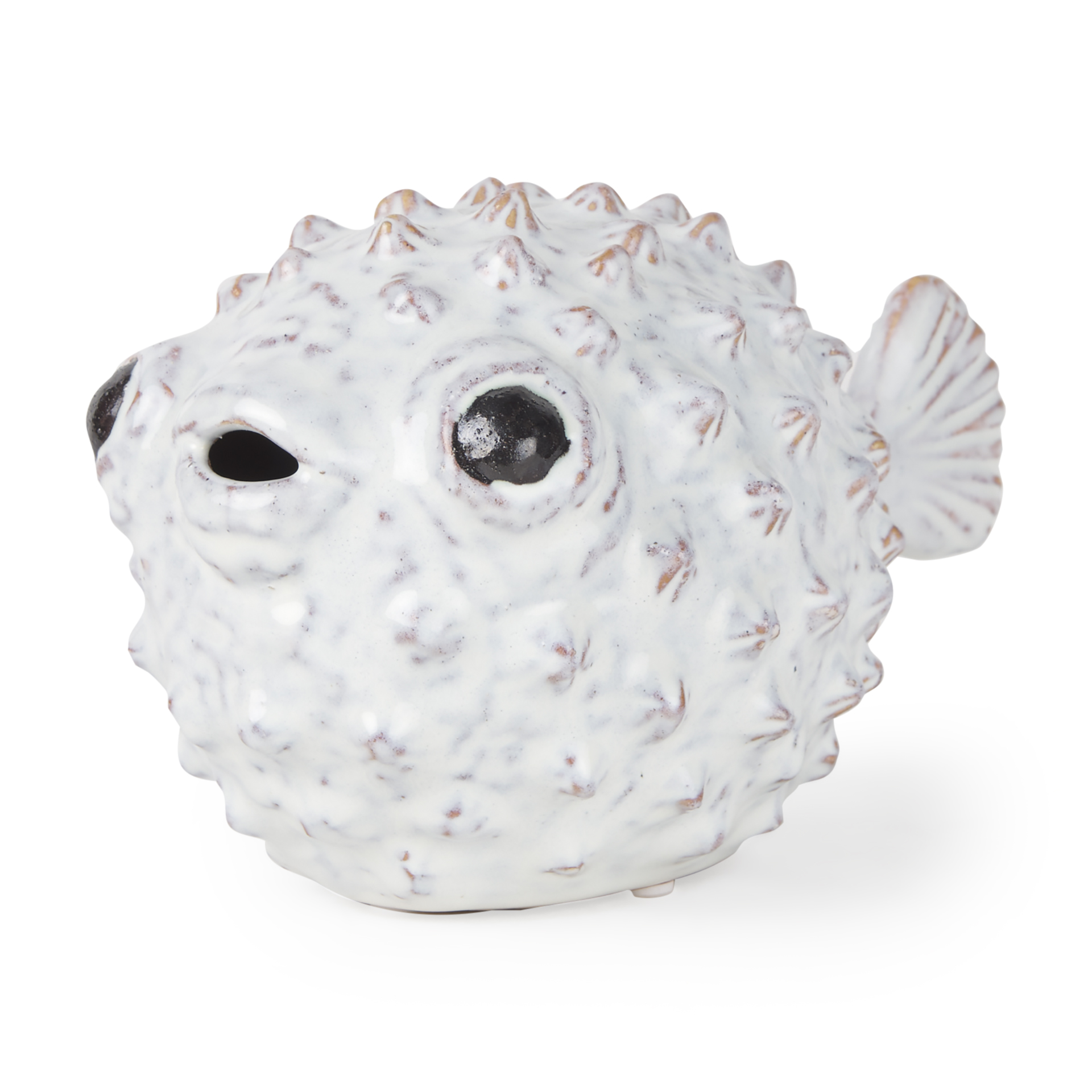 spike ii (large) 10l x 6w off-white ceramic puffer fish
