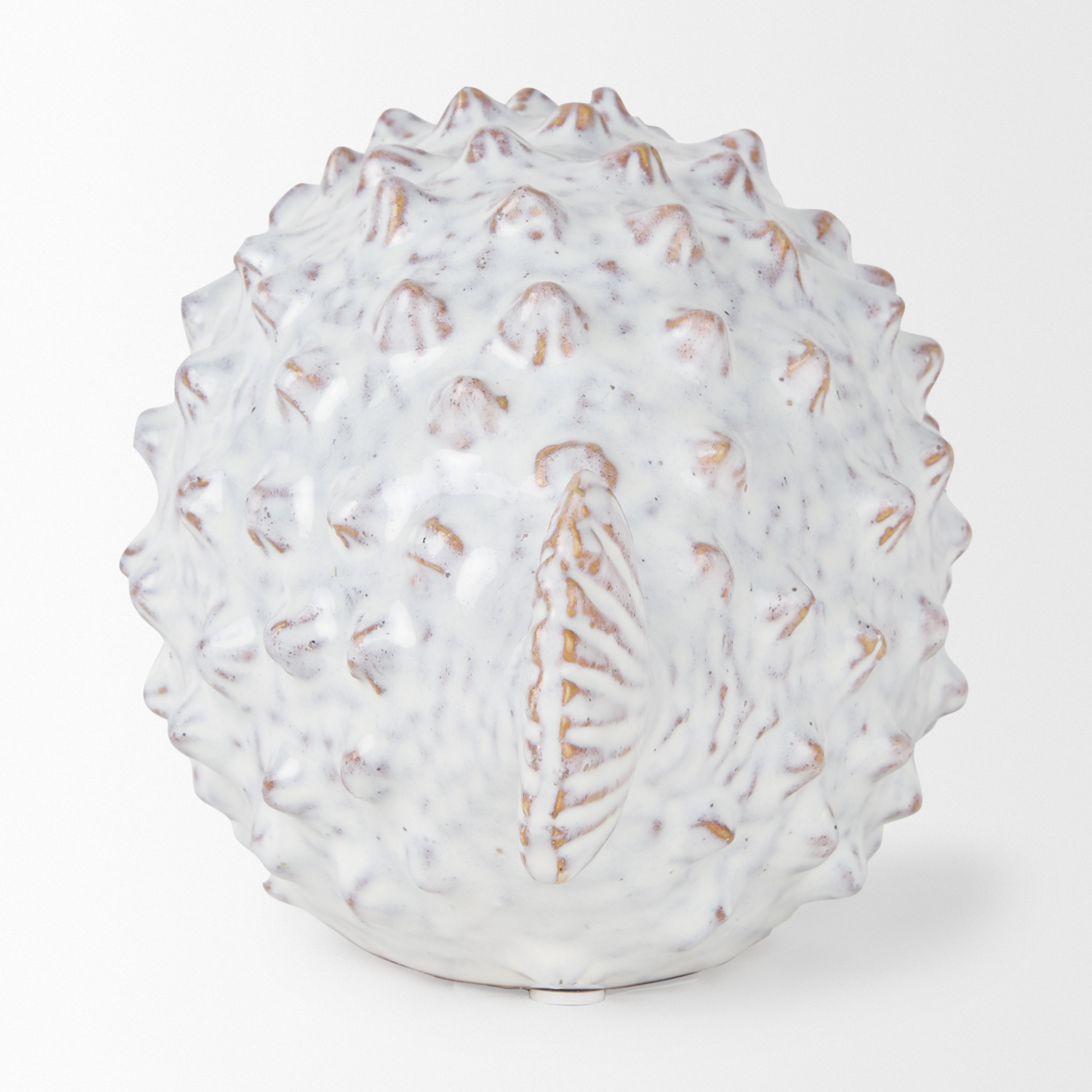 spike ii (large) 10l x 6w off-white ceramic puffer fish