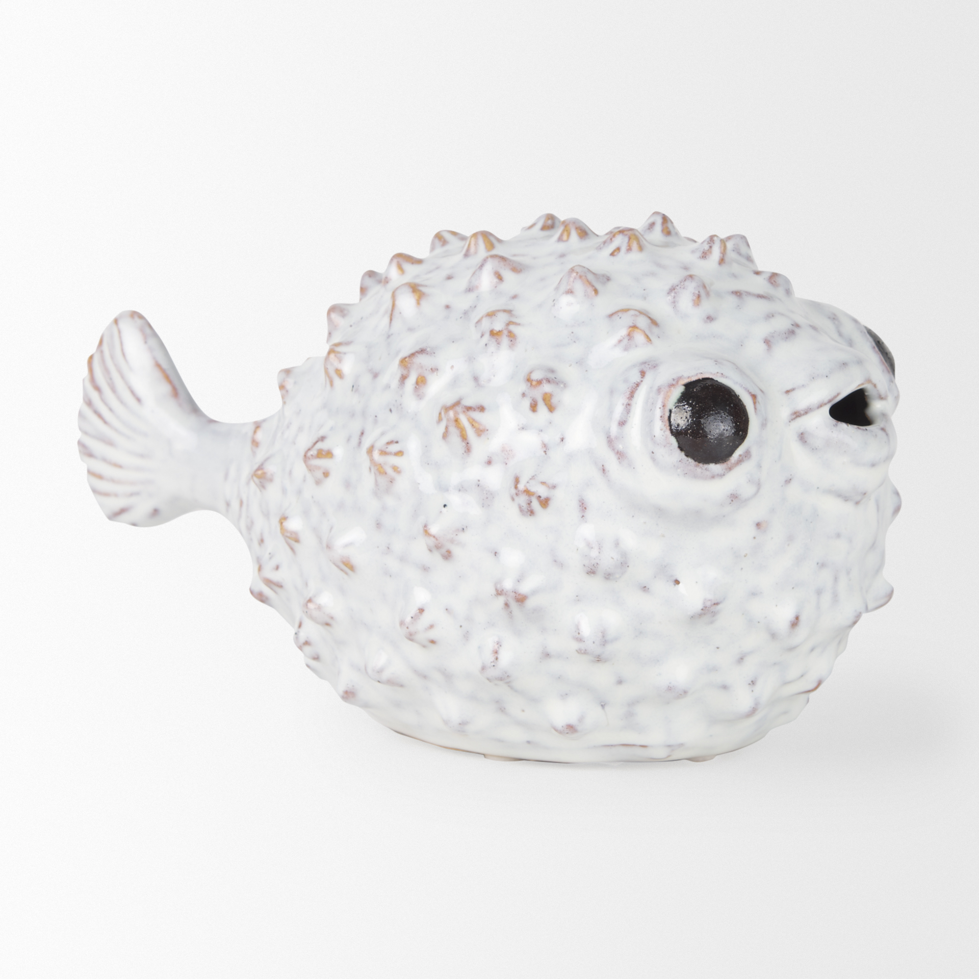 spike ii (large) 10l x 6w off-white ceramic puffer fish
