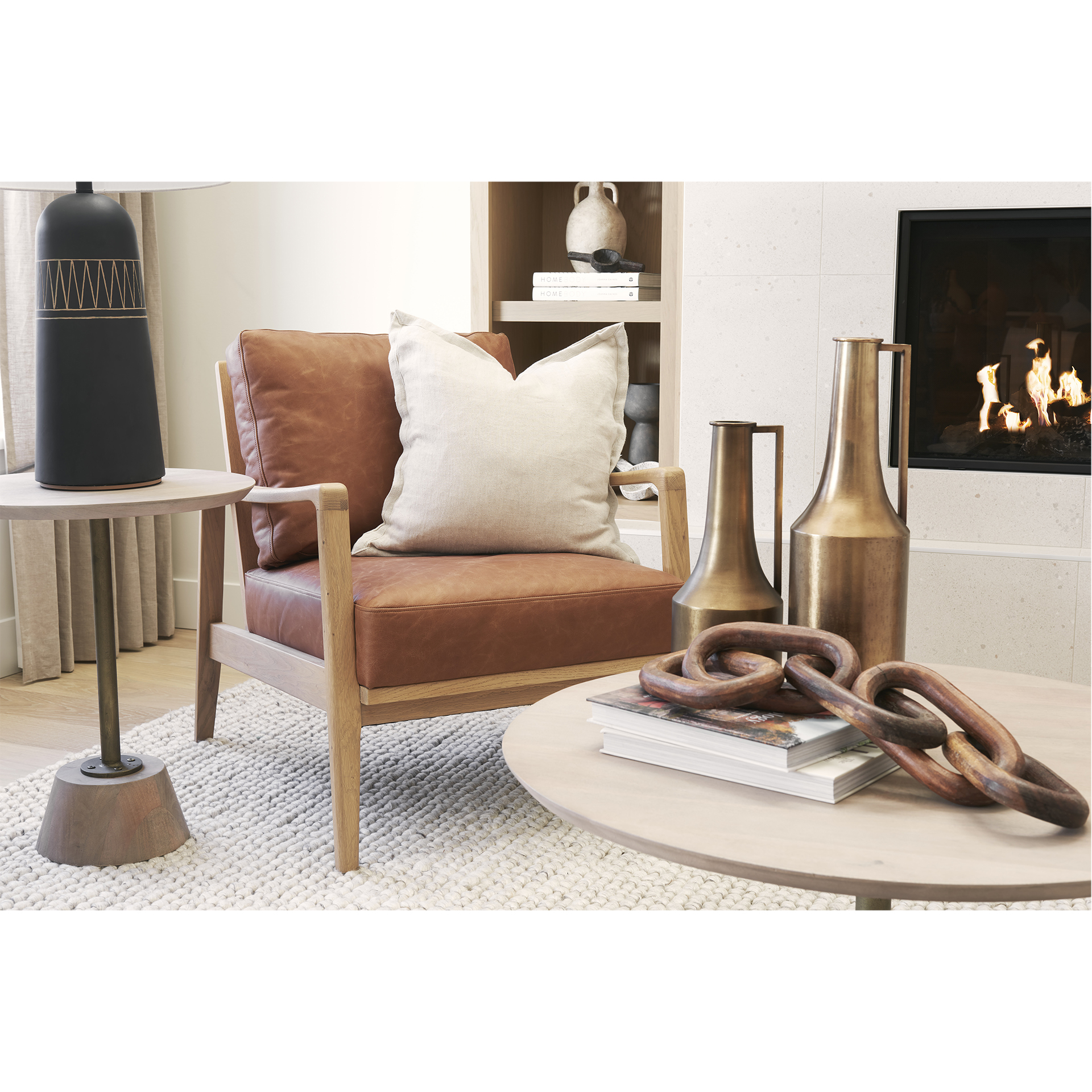 raeleigh tan faux leather accent chair