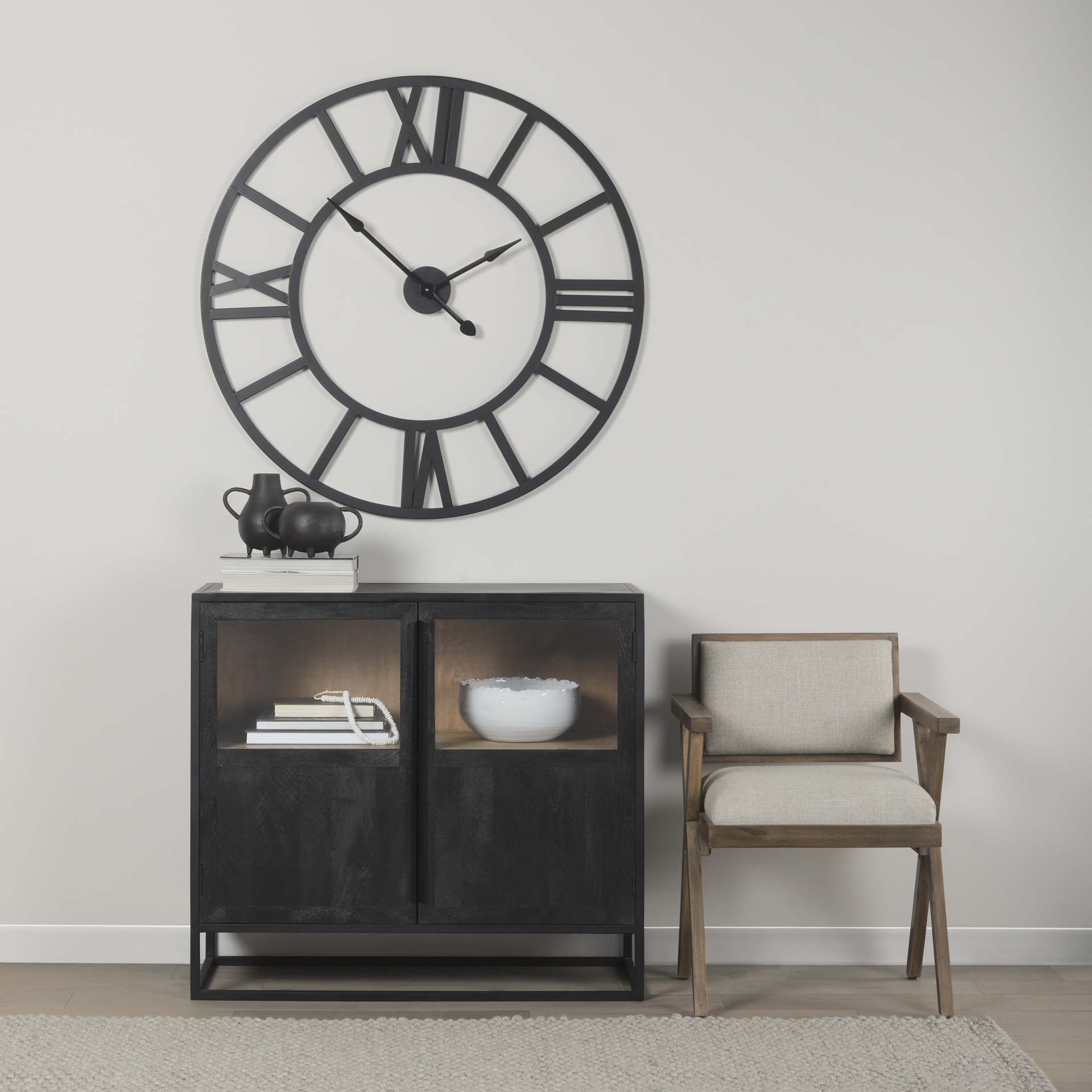 sloan black wood w/black metal frame accent cabinet