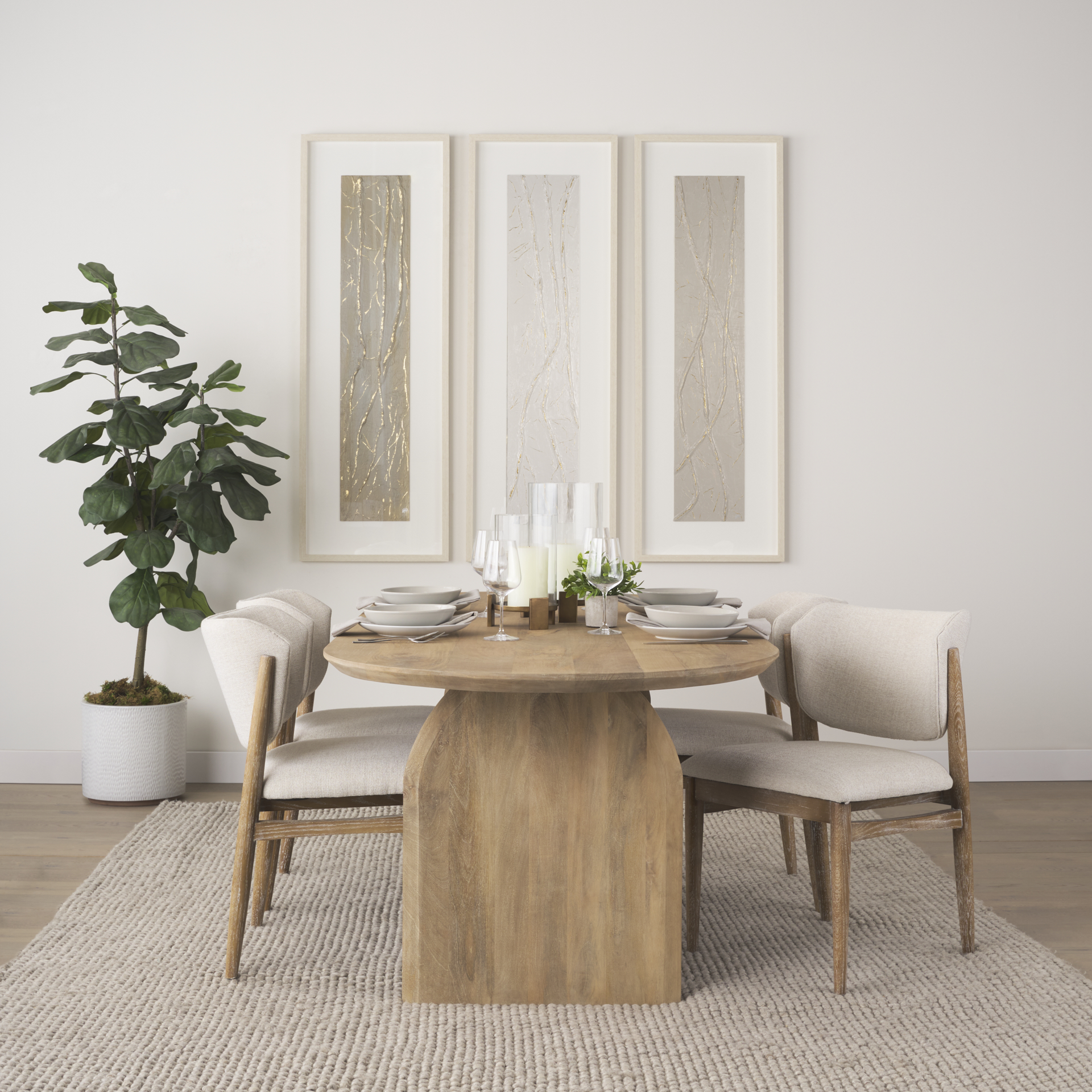 cline cream fabric upholstered and light brown wood dining chair
