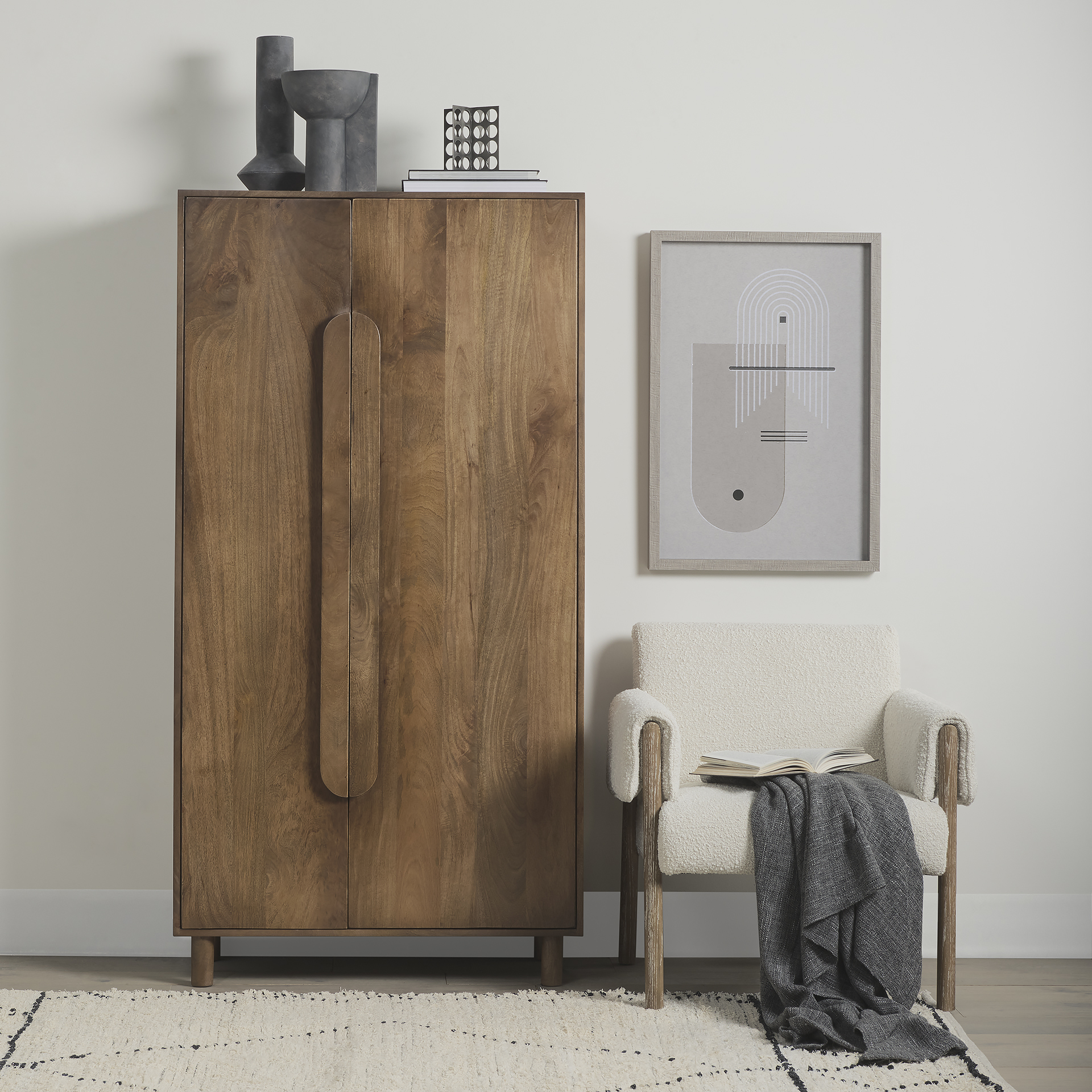 astrid 36.0l x 17.0w x 70.0h medium brown solid wood armoire