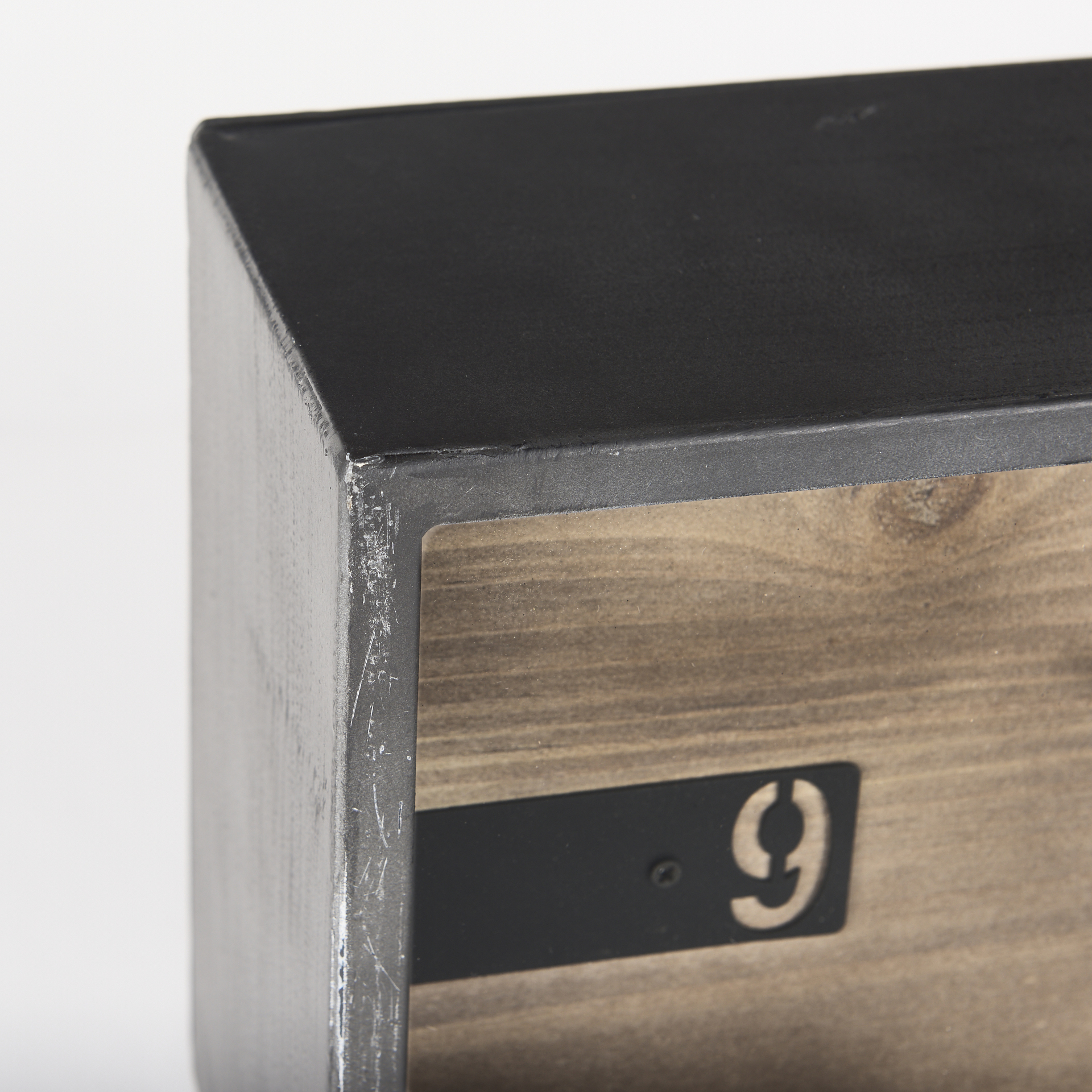 harvey 13.0l x 4.5w x 8.1h black metal and wood rectangular table clock
