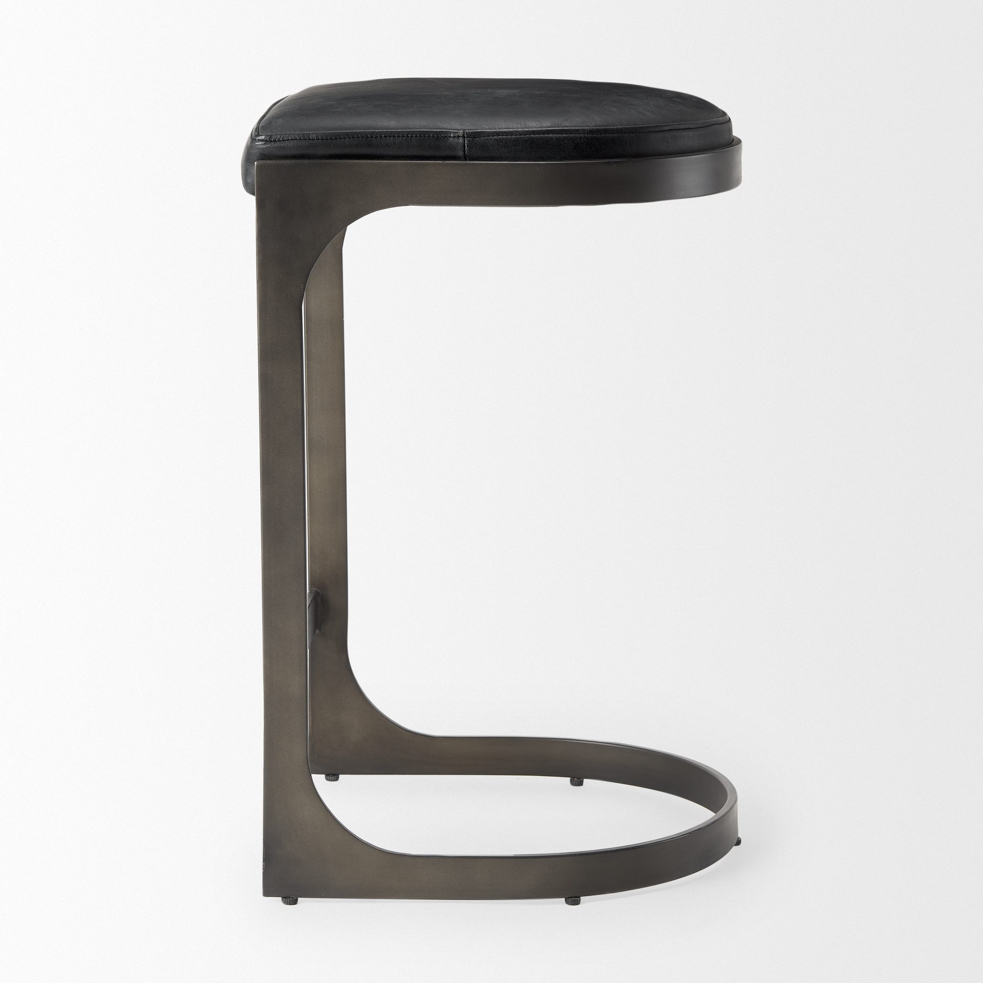 tyson 17l x 18w x 28h black leather w/ metal frame counter stool