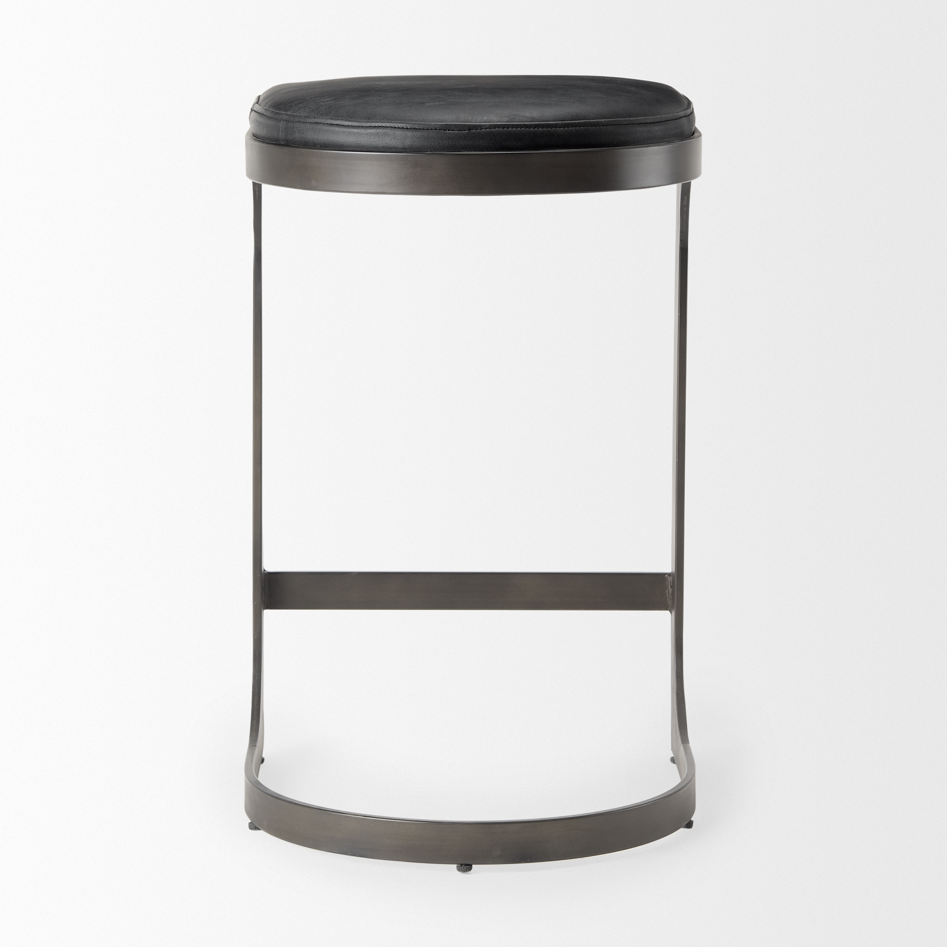 tyson 17l x 18w x 28h black leather w/ metal frame counter stool
