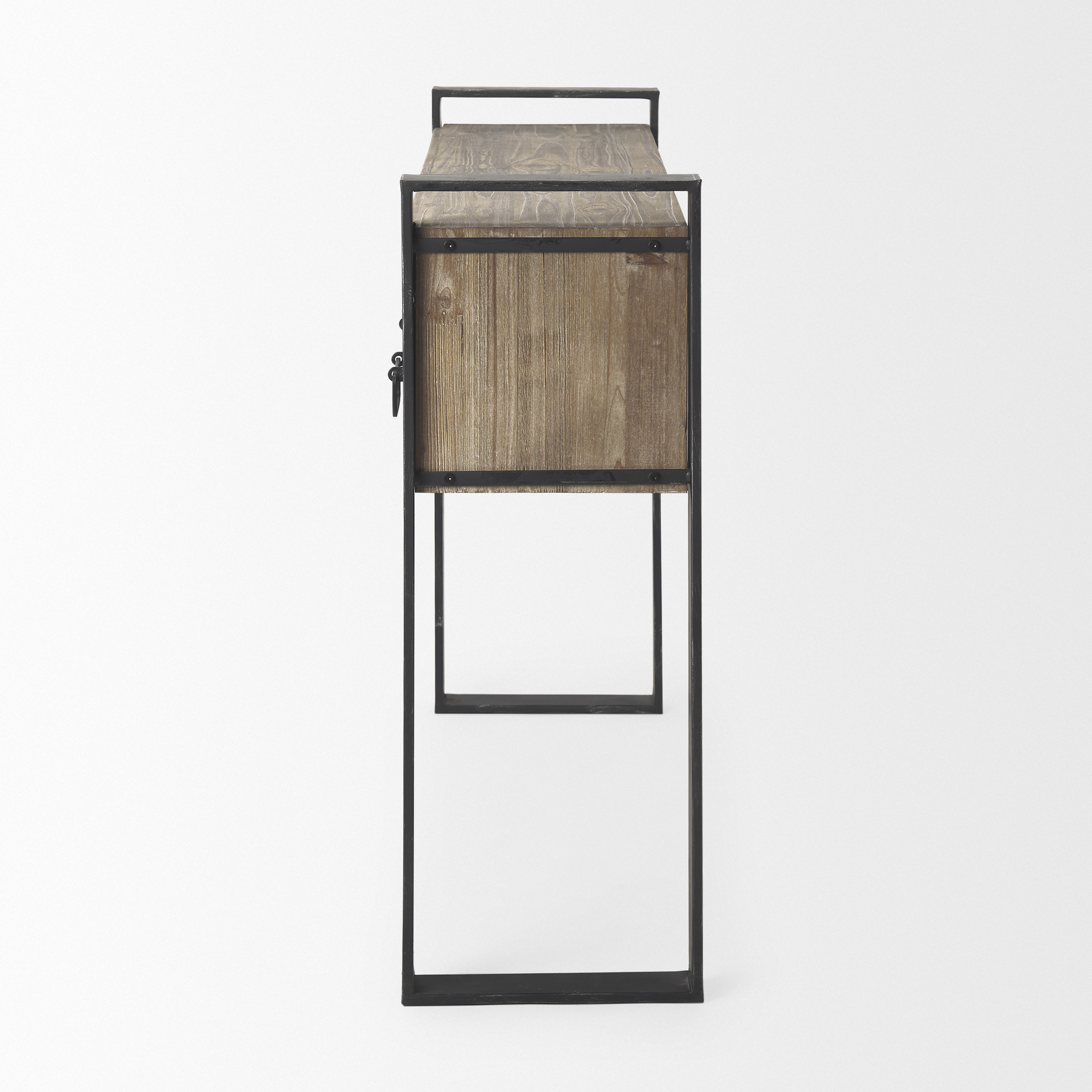 carga 48l x 12w black metal frame brown wooden top console table w/storage