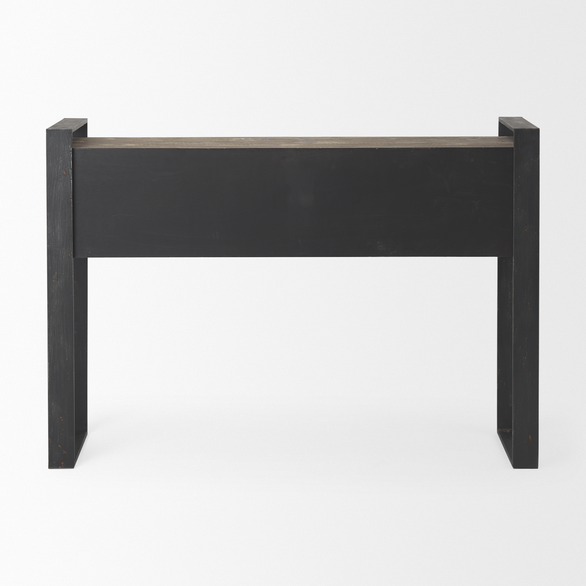 carga 48l x 12w black metal frame brown wooden top console table w/storage