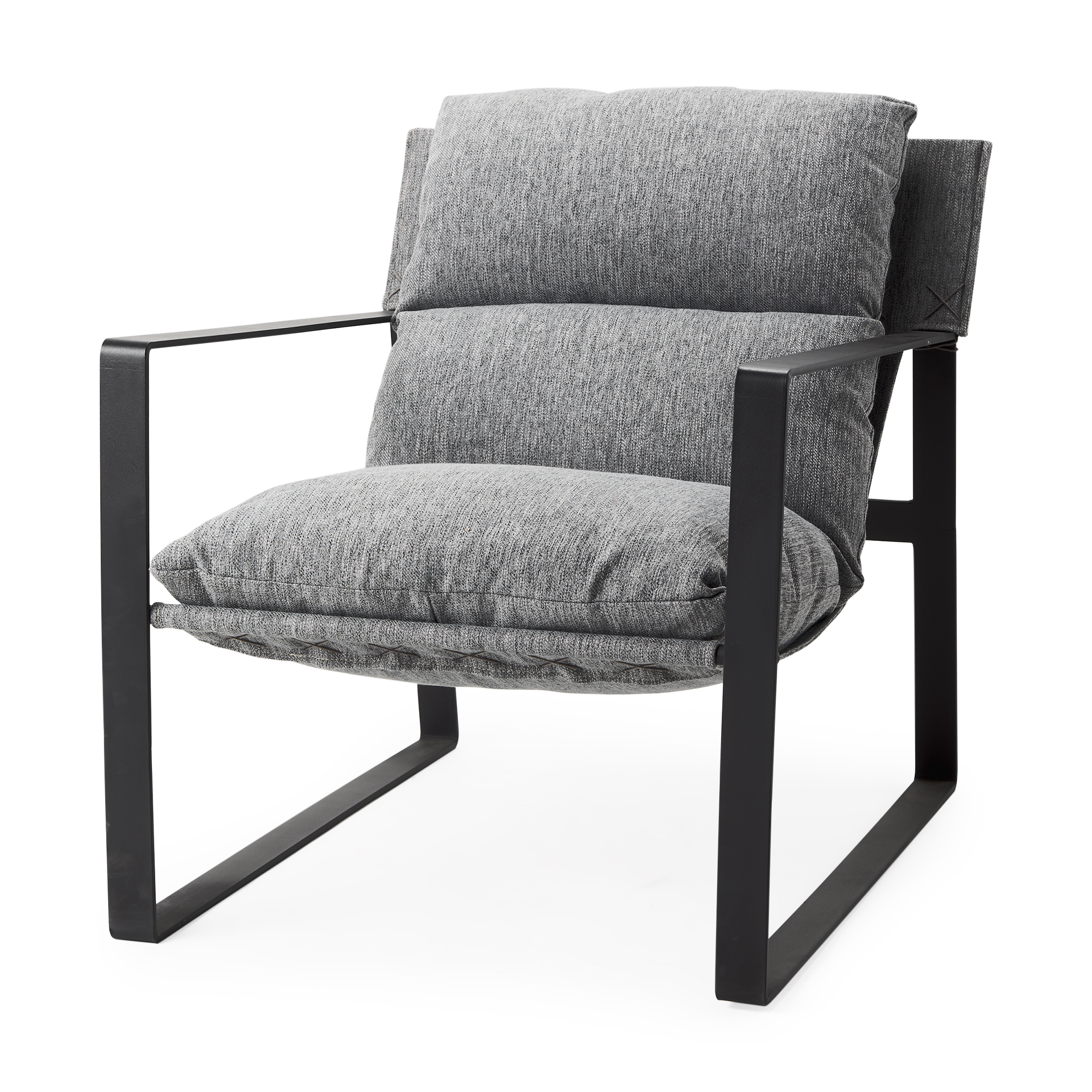 guilia castlerock gray with metal frame sling accent chair