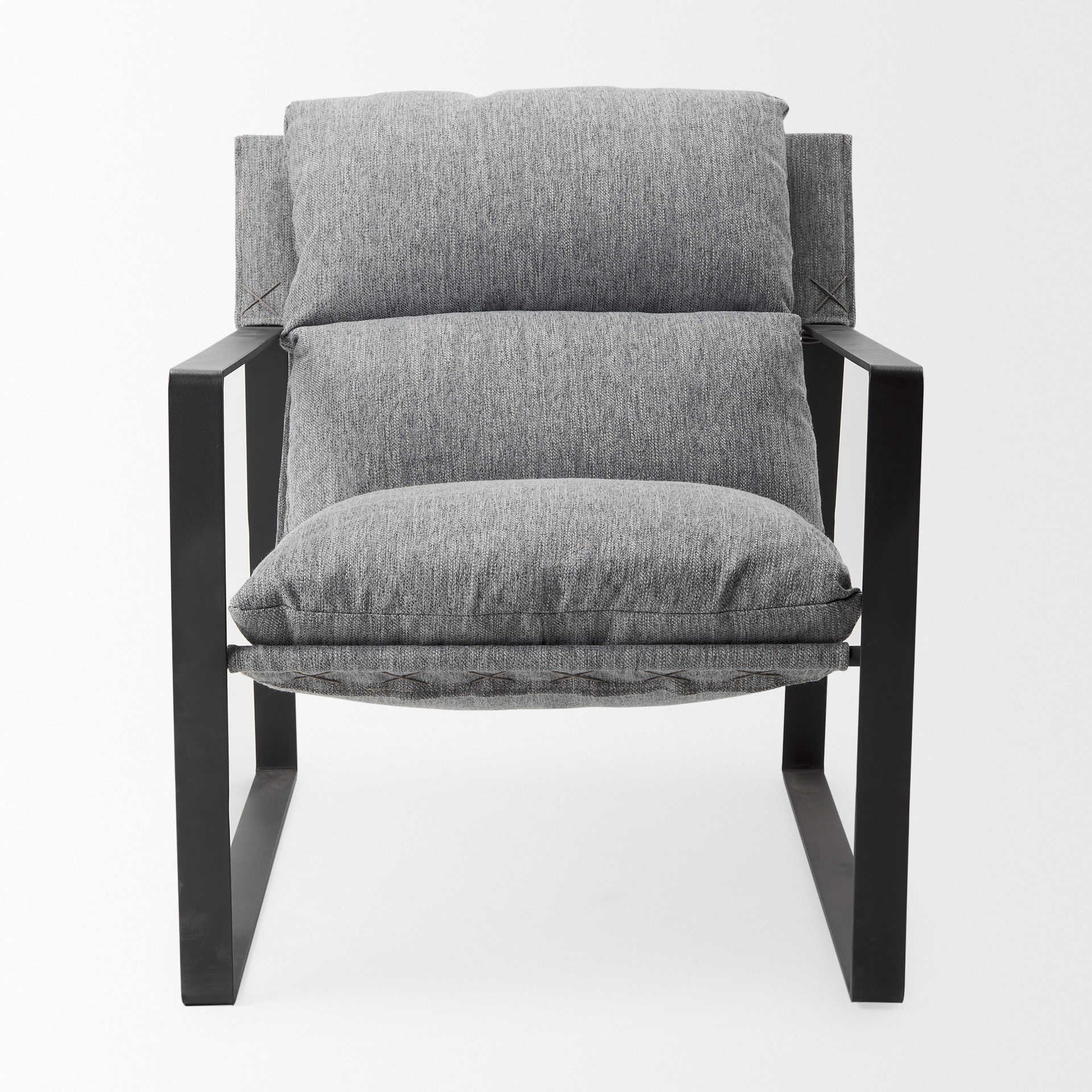 guilia castlerock gray with metal frame sling accent chair