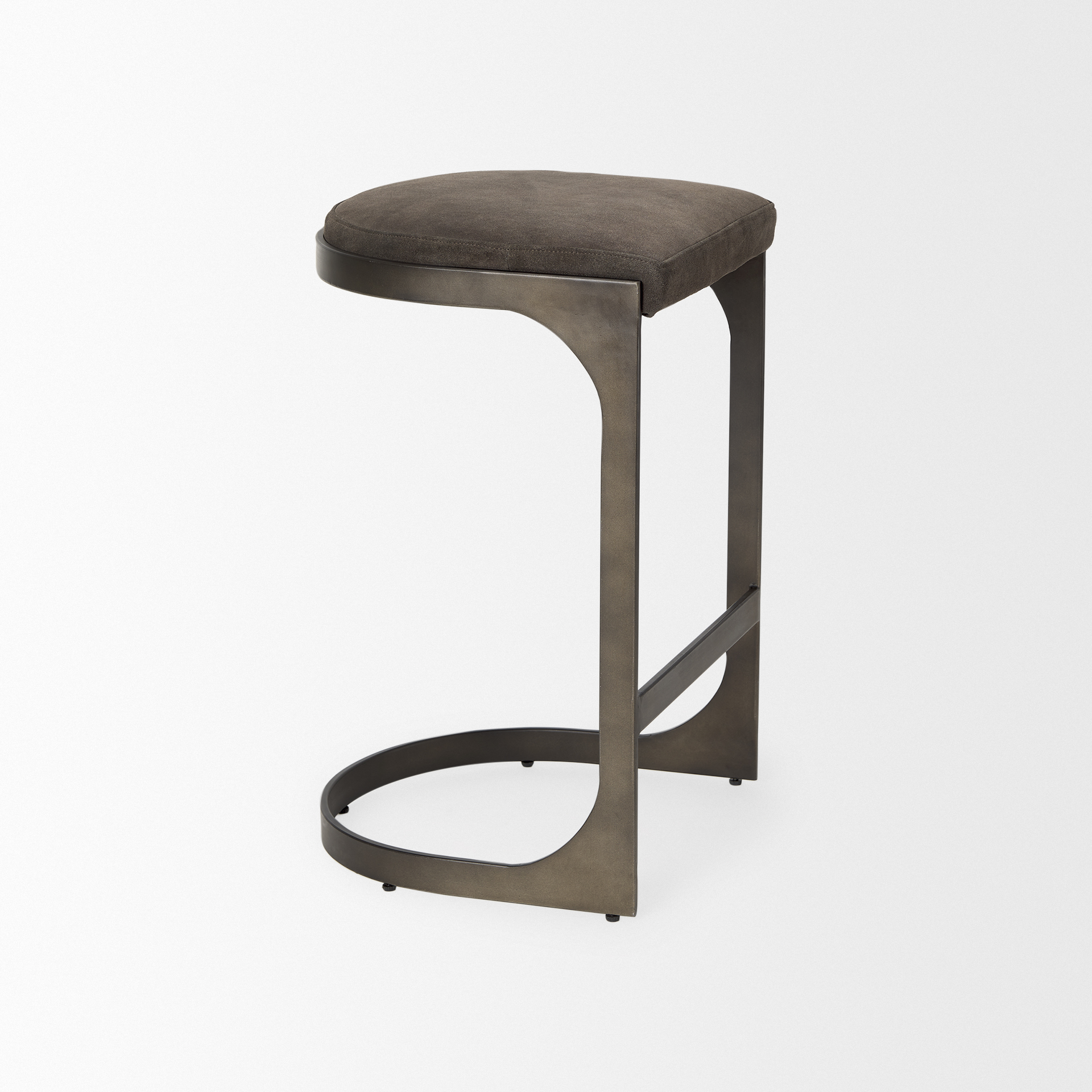 tyson 17l x 18w x 28h brown/gray suede w/ metal frame counter stool