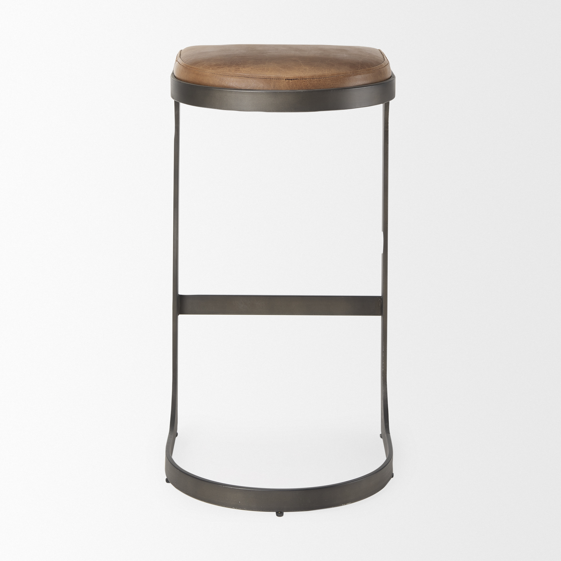 tyson 17l x 18w x 31h brown leather w/ metal frame bar stool
