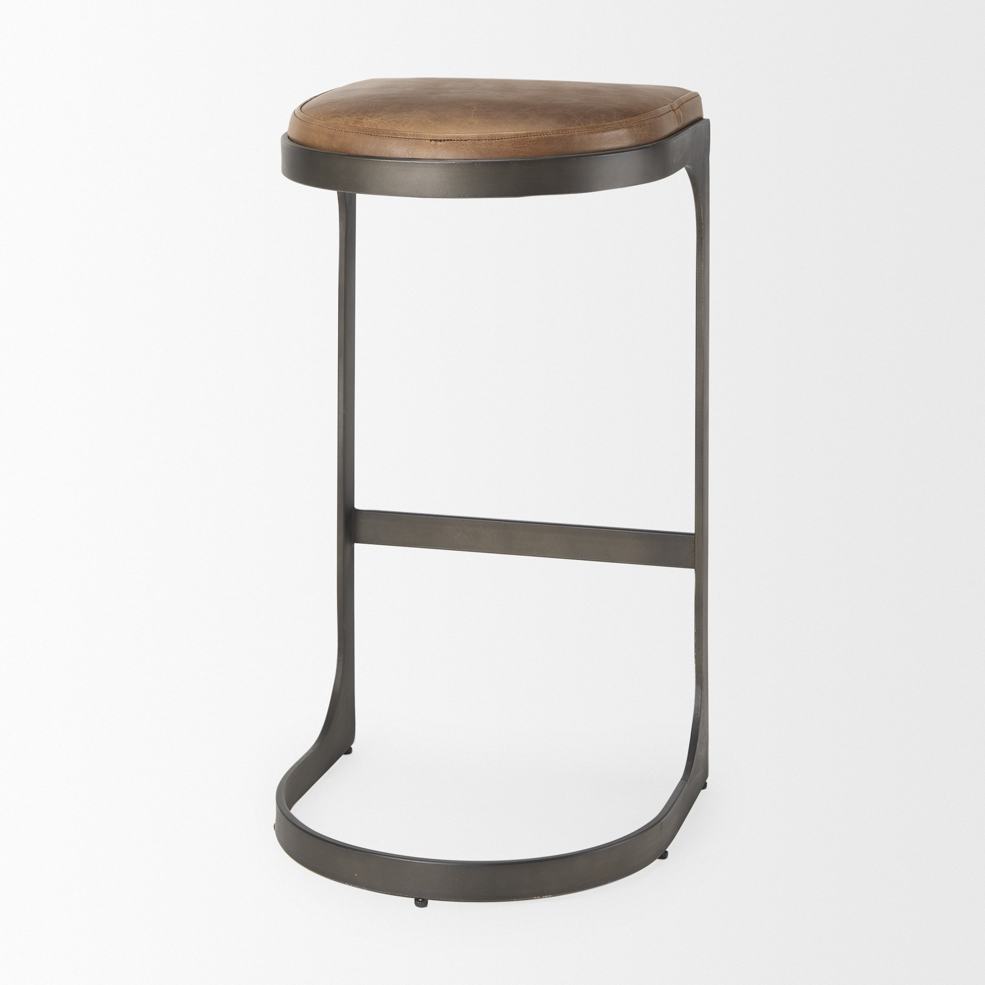 tyson 17l x 18w x 31h brown leather w/ metal frame bar stool