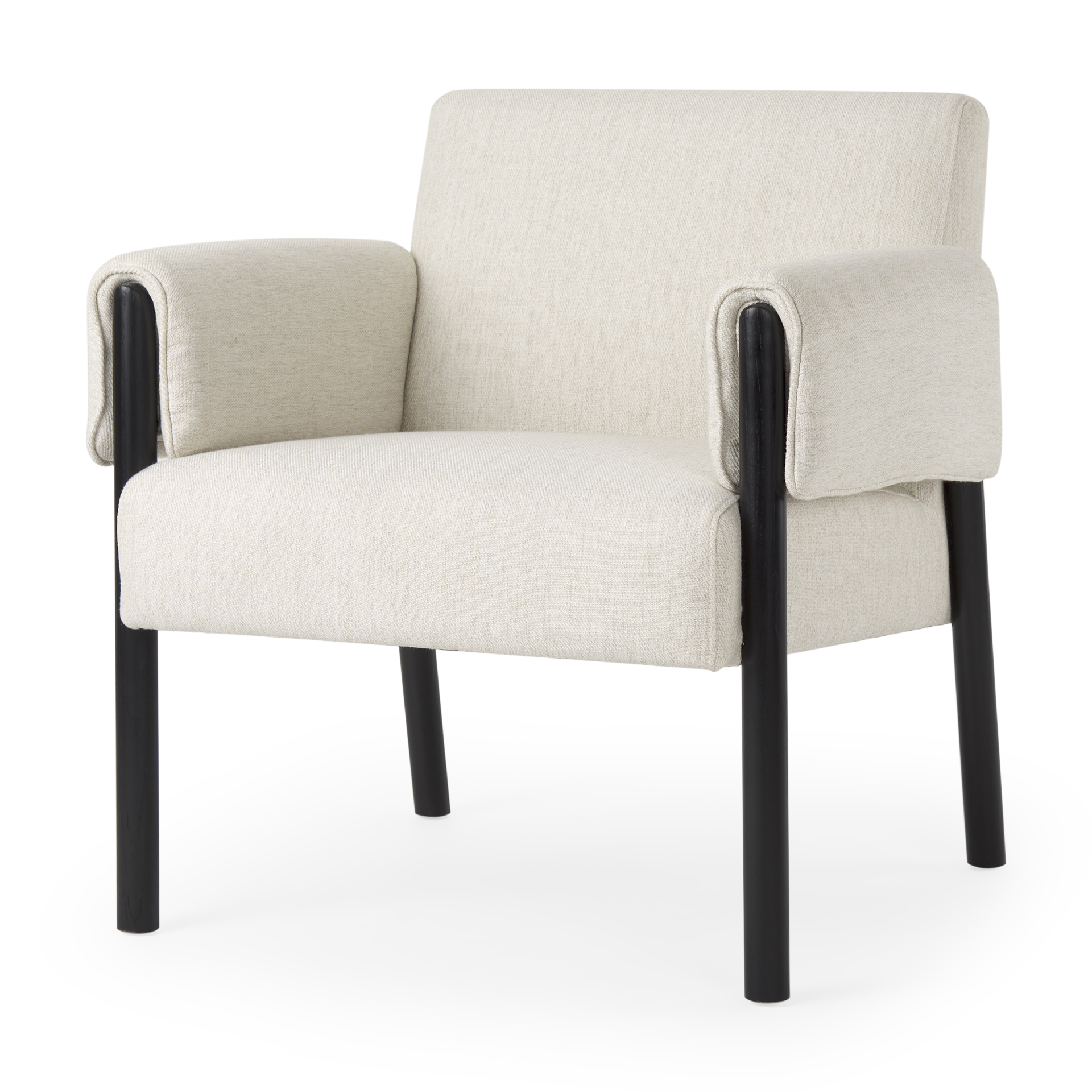ashton beige twill fabric w/ black wood accent chair