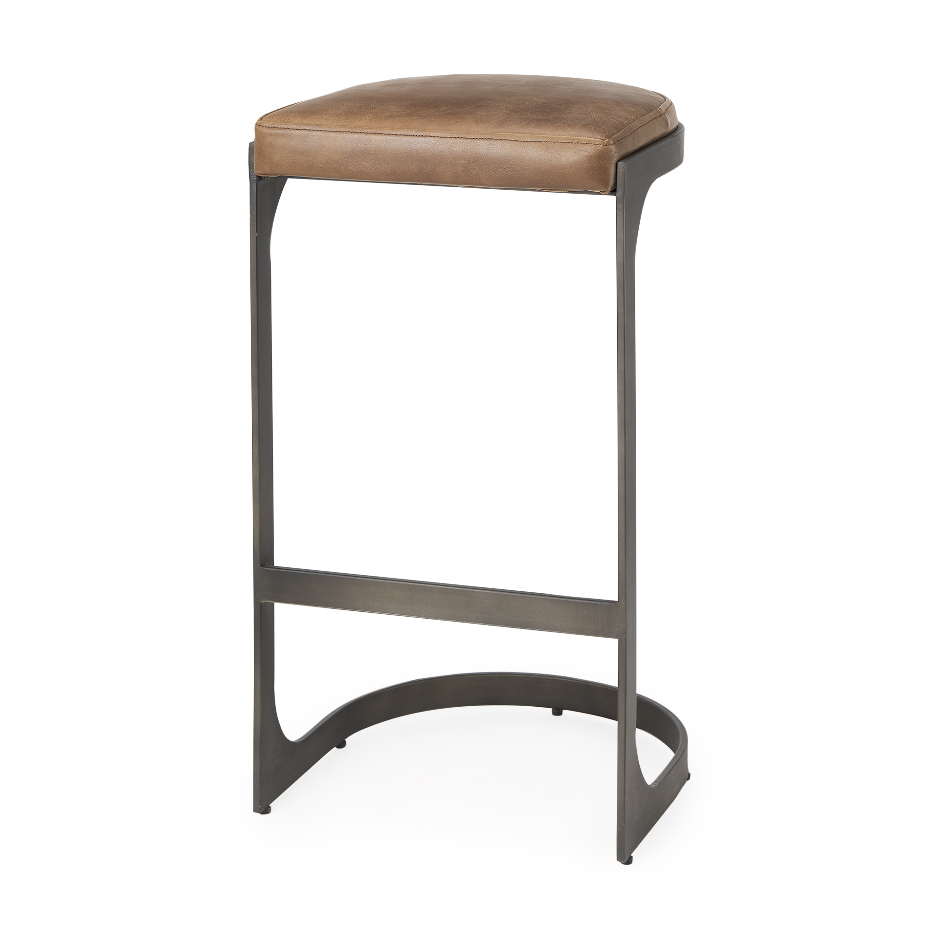 tyson 17l x 18w x 31h brown leather w/ metal frame bar stool