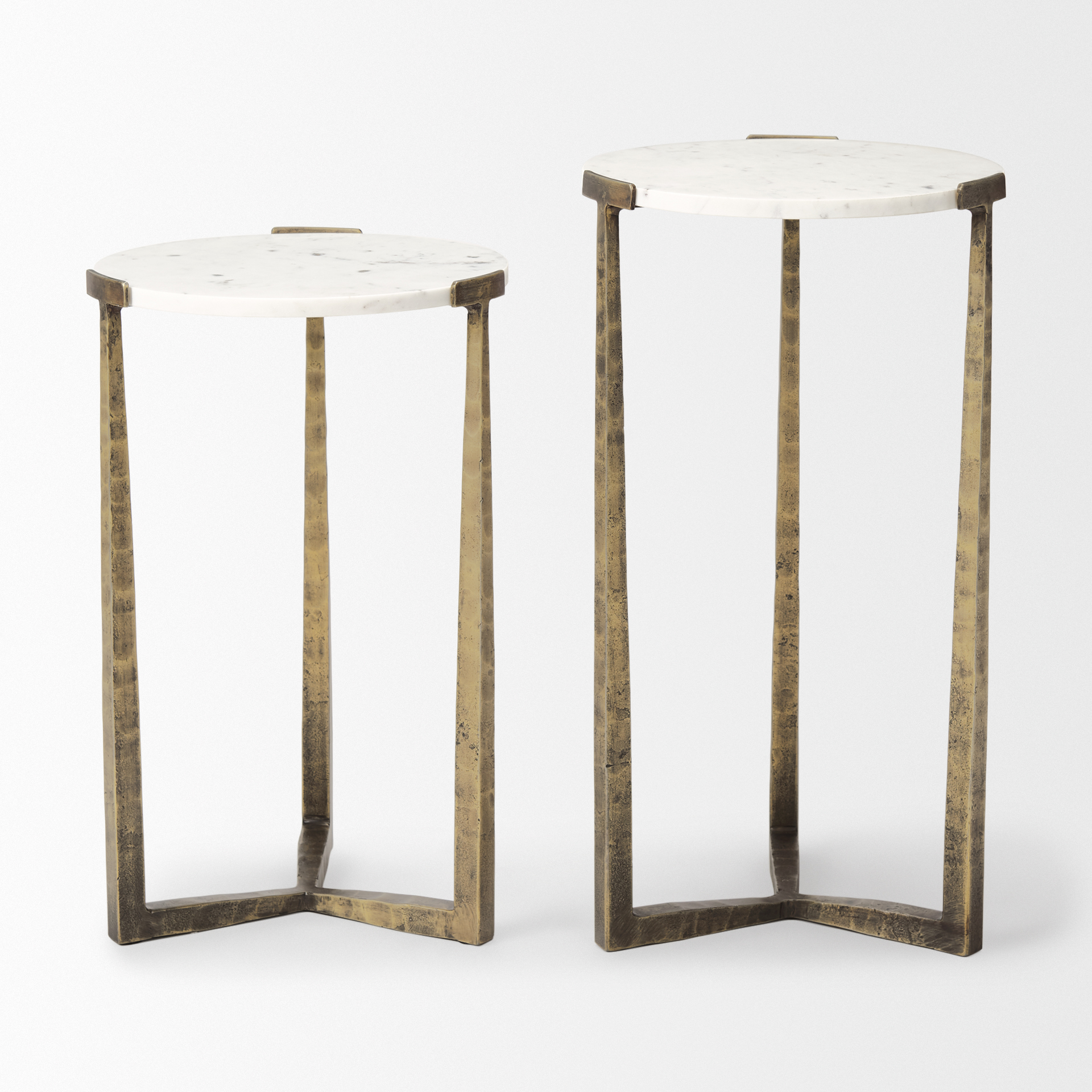 atticus marble and antiqued gold metal nesting accent tables (set of 2)