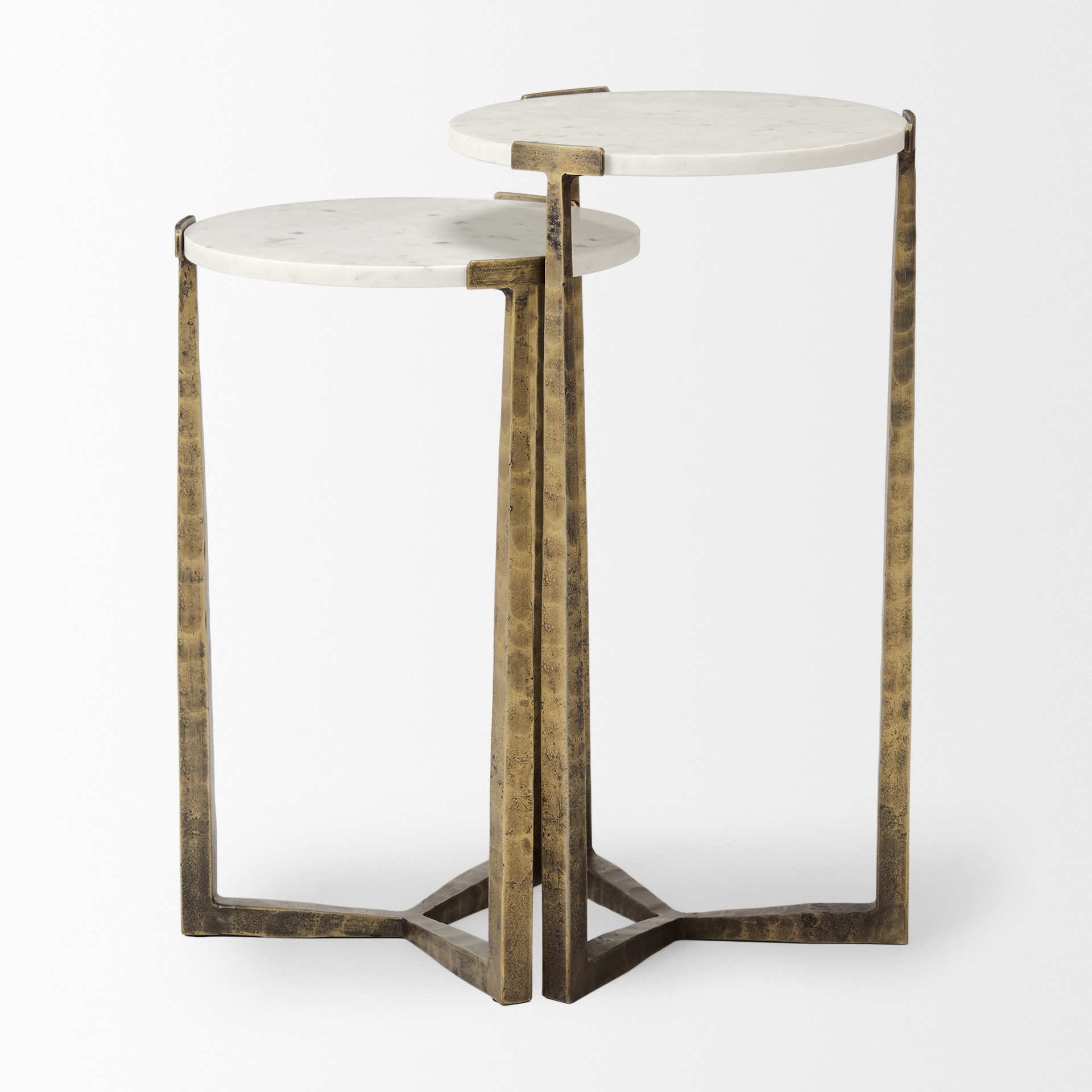 atticus marble and antiqued gold metal nesting accent tables (set of 2)