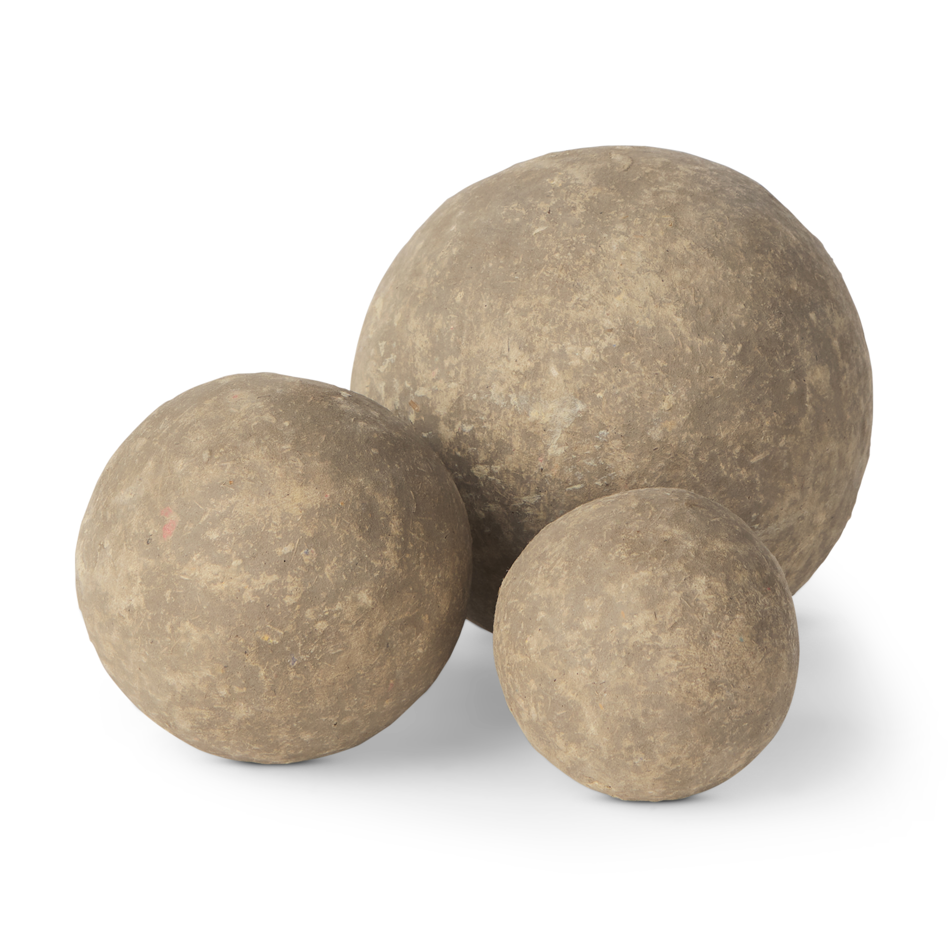 sunita set of 3 gray paper mache orbs