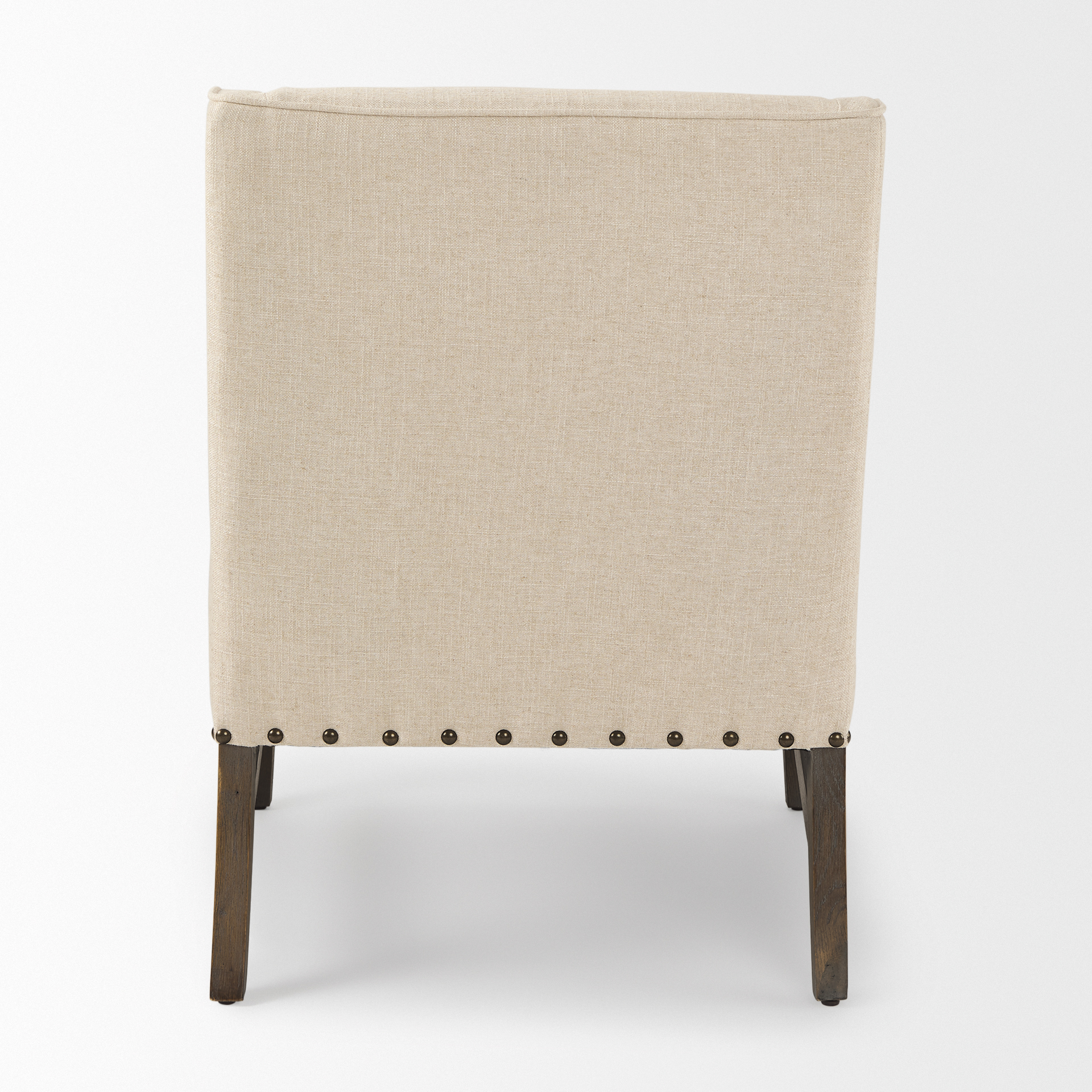kensington cream linen fabric and wood accent chair
