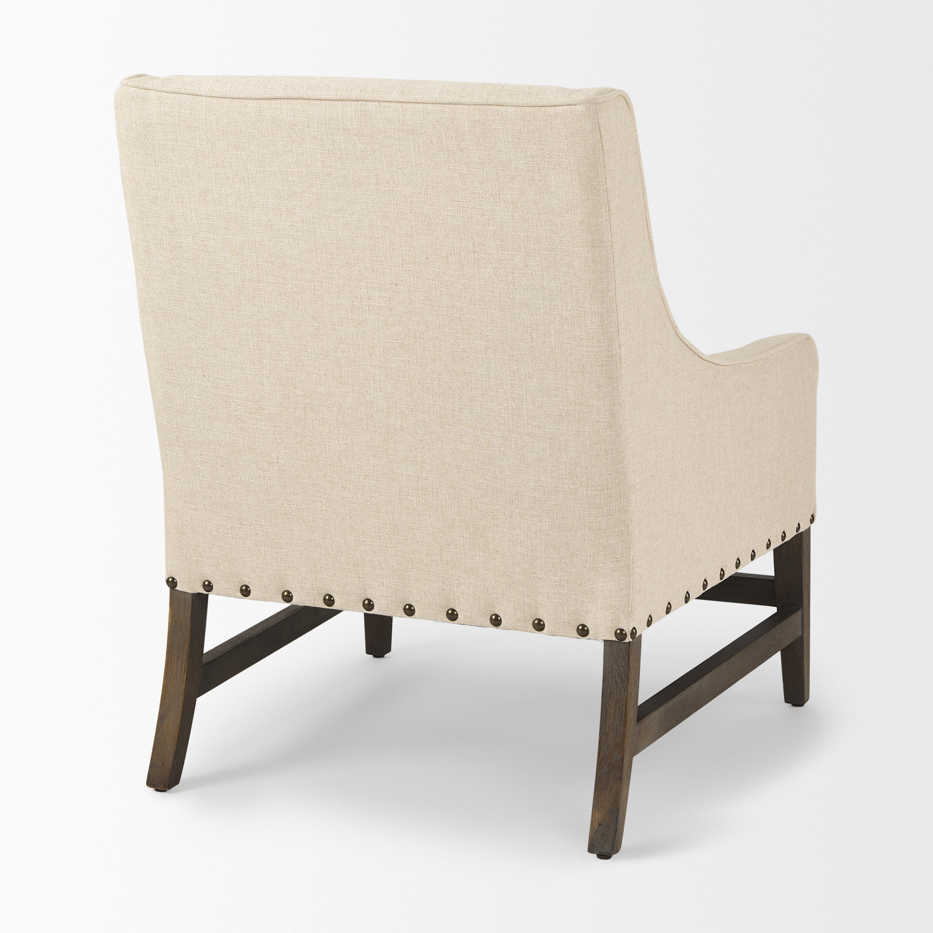 kensington cream linen fabric and wood accent chair